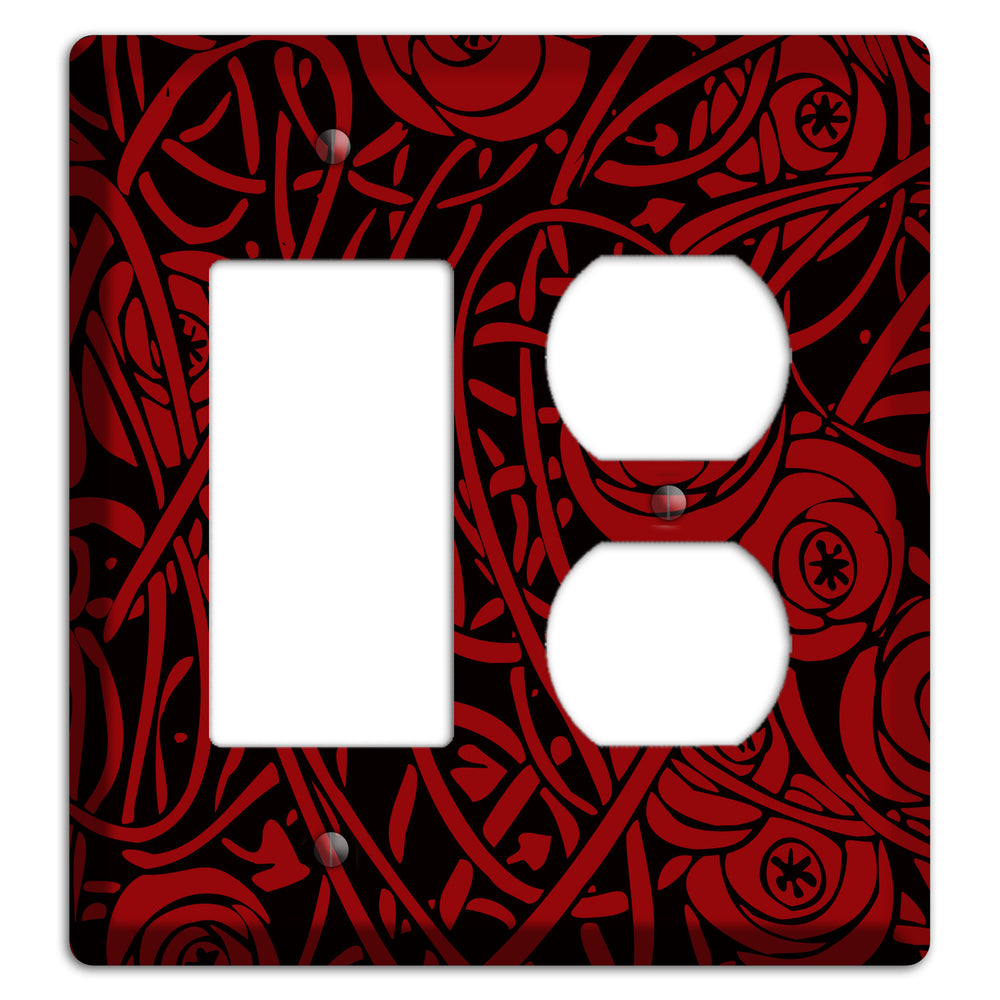 Red Deco Floral Rocker / Duplex Wallplate