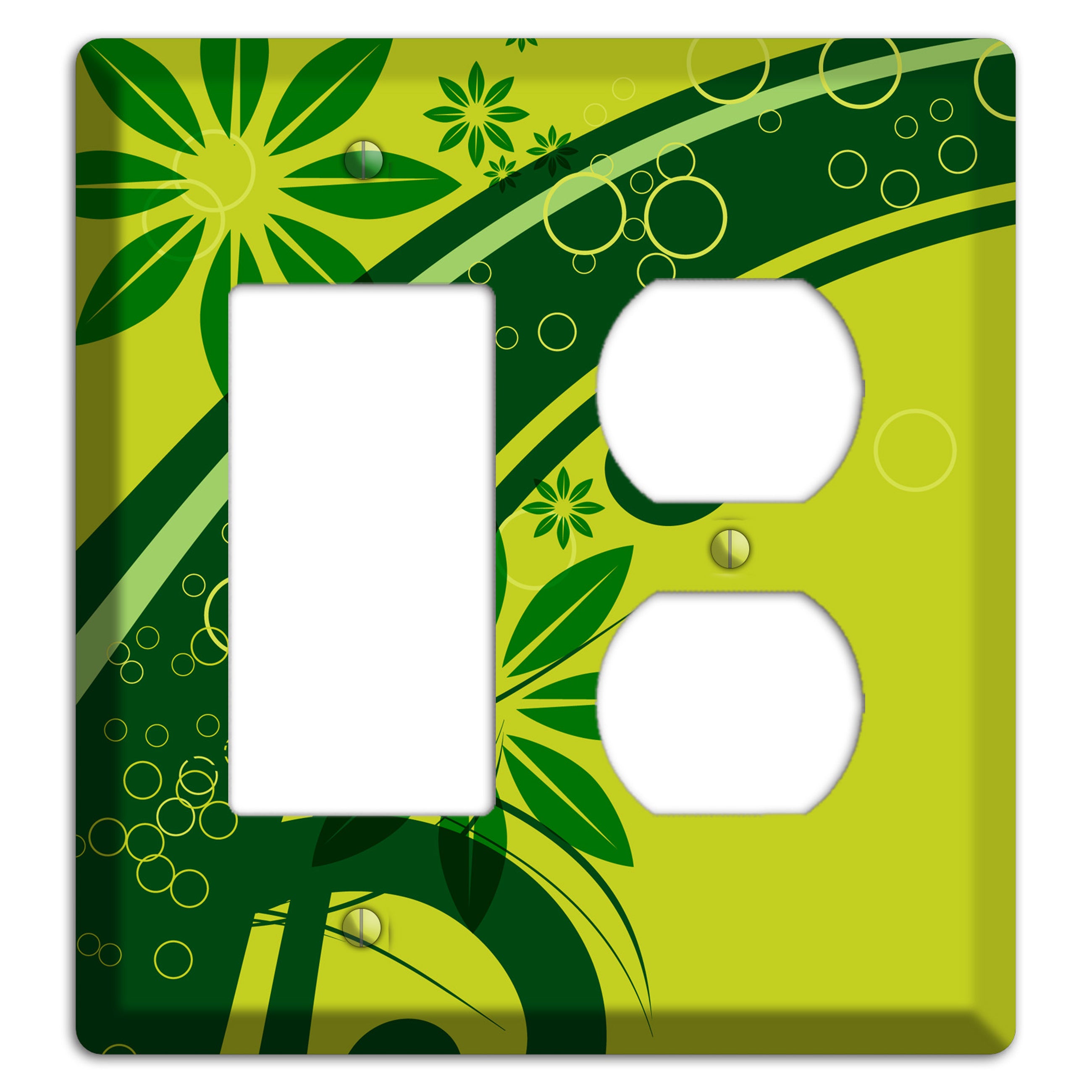 Green Retro Floral Rocker / Duplex Wallplate