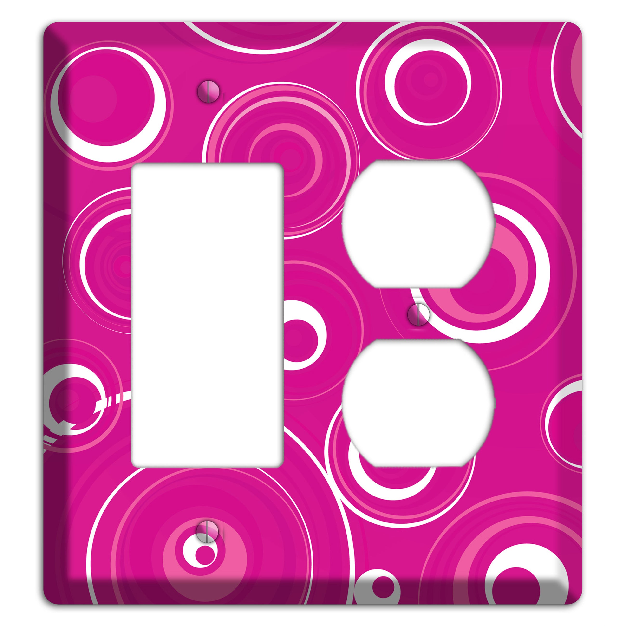Dark Pink Circles Rocker / Duplex Wallplate