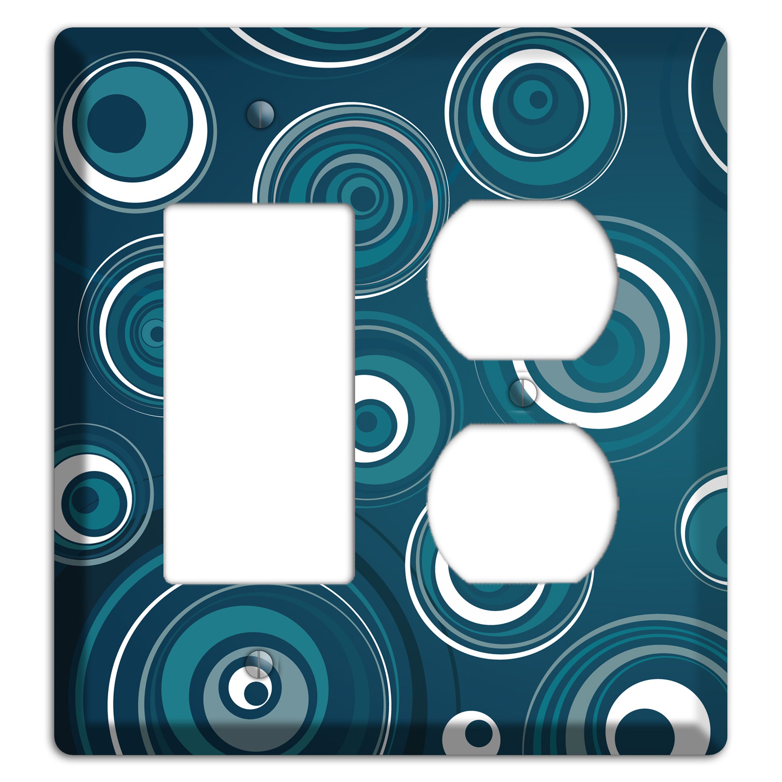 Blue Circles Rocker / Duplex Wallplate
