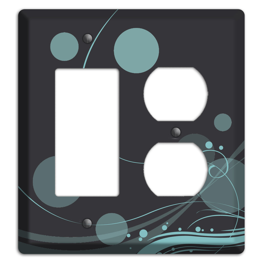Dark Grey with Blue-grey Dots and Swirls Rocker / Duplex Wallplate