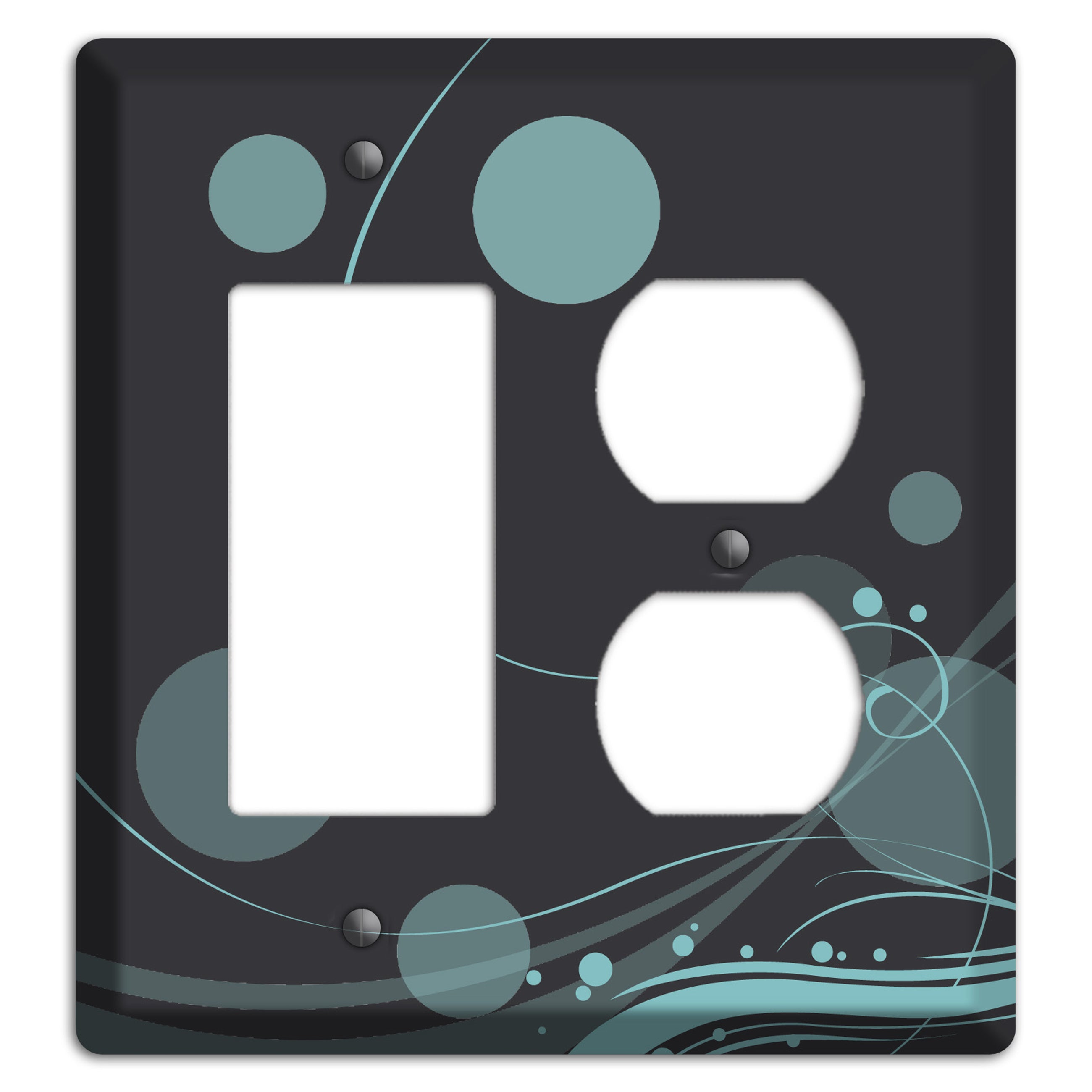 Dark Grey with Blue-grey Dots and Swirls Rocker / Duplex Wallplate