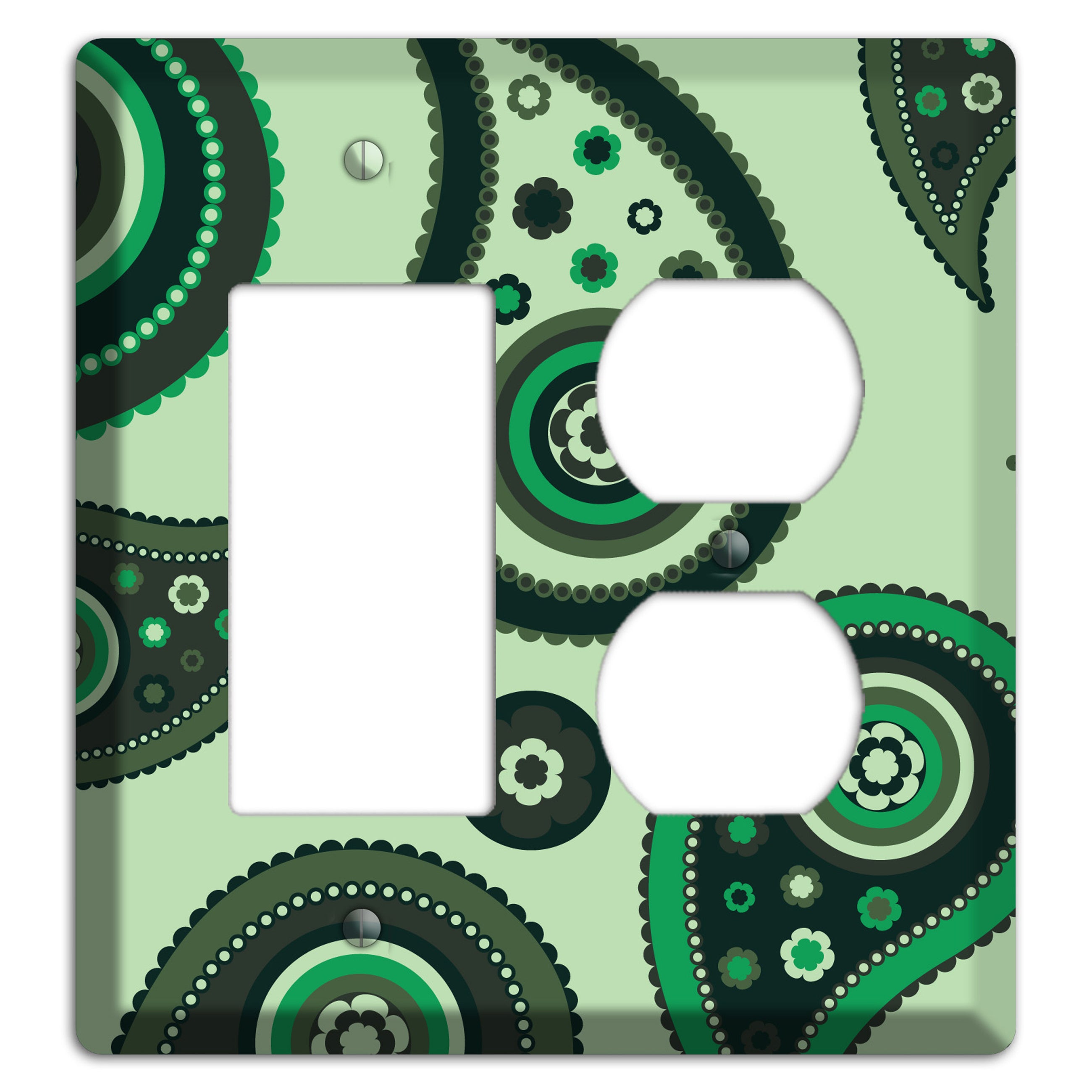 Green Paisley Rocker / Duplex Wallplate