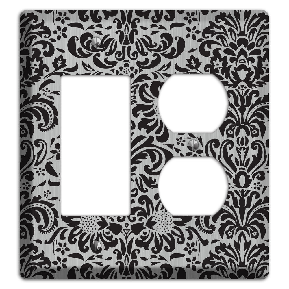 Black Toile Stainless Steel Rocker / Duplex Wallplate
