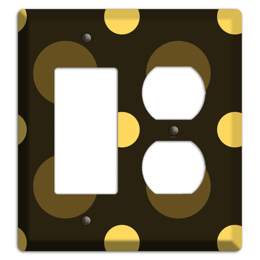 Brown with Brown and Yellow Multi Medium Polka Dots Rocker / Duplex Wallplate