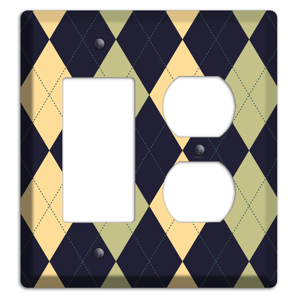 Yellow and Tan Argyle Rocker / Duplex Wallplate