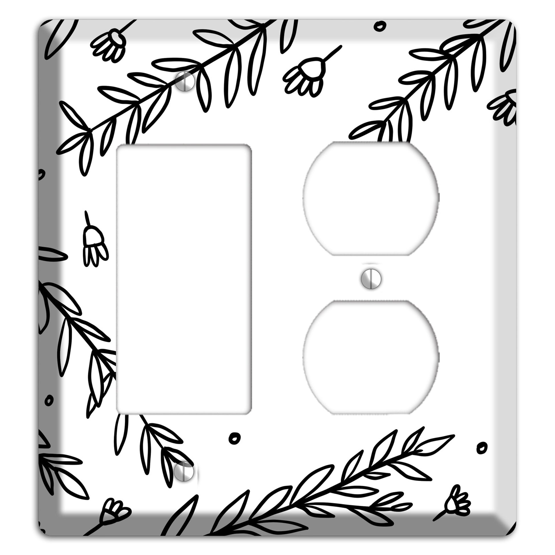 Hand-Drawn Floral 37 Rocker / Duplex Wallplate