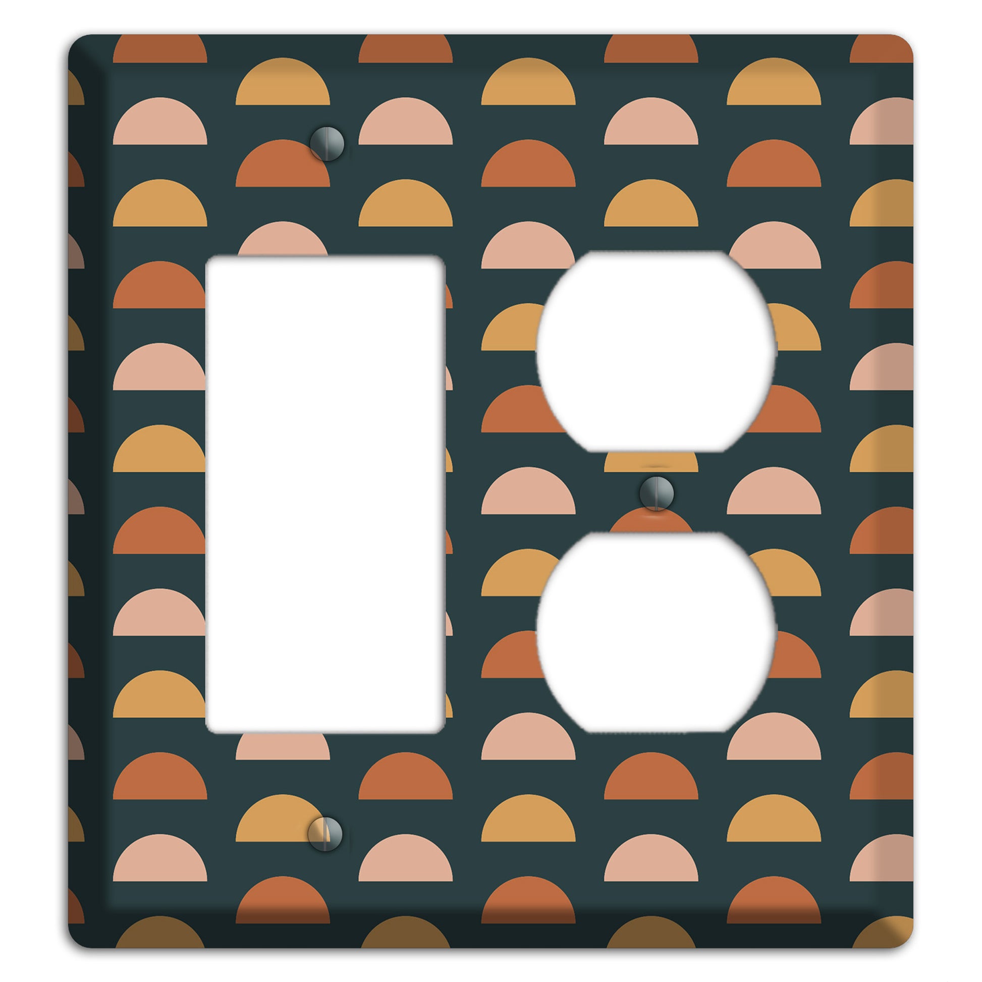 Teal Half Moons Rocker / Duplex Wallplate