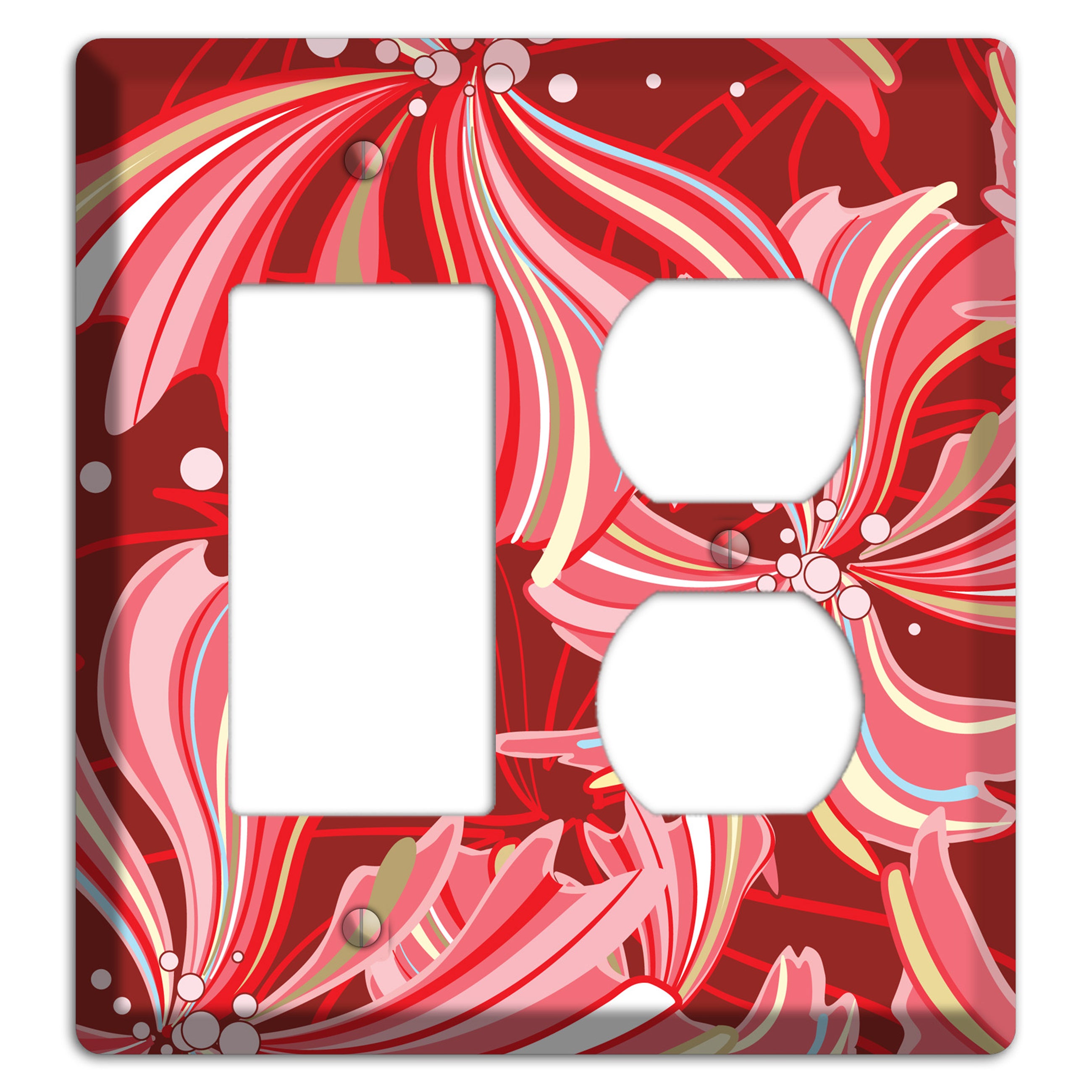 Red Deco Blossoms Rocker / Duplex Wallplate