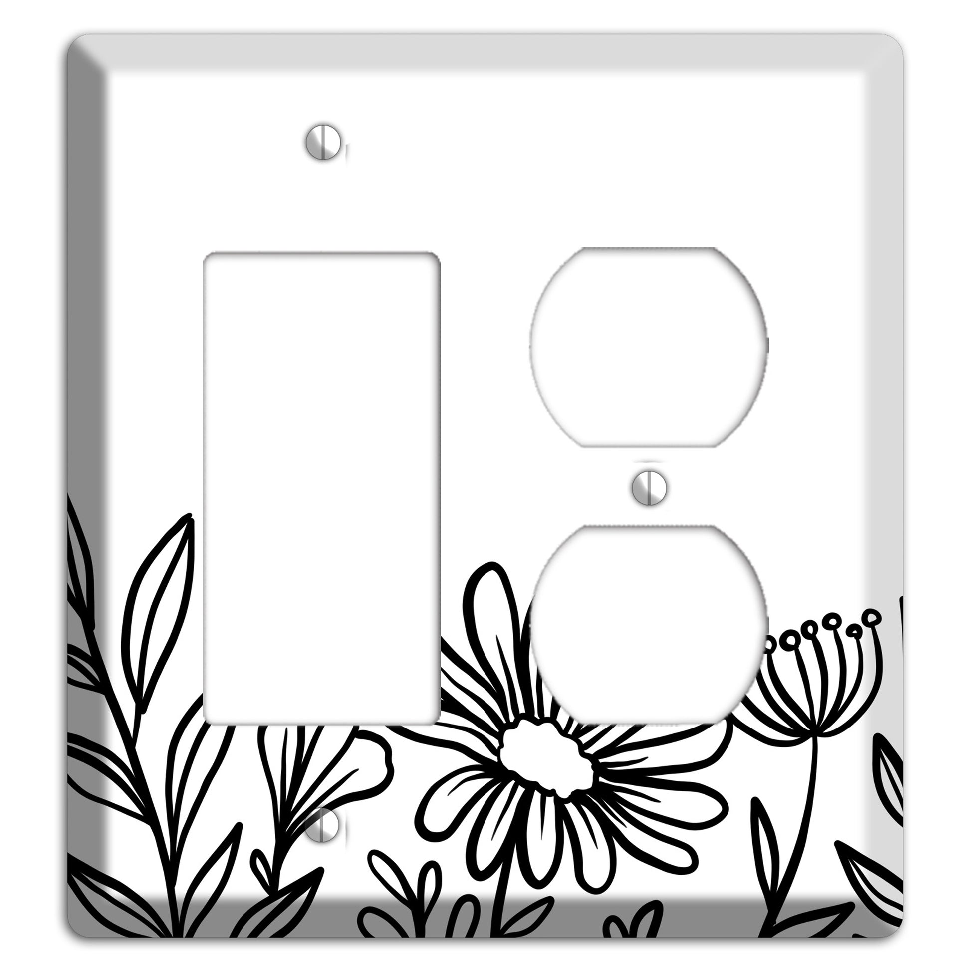 Hand-Drawn Floral 10 Rocker / Duplex Wallplate
