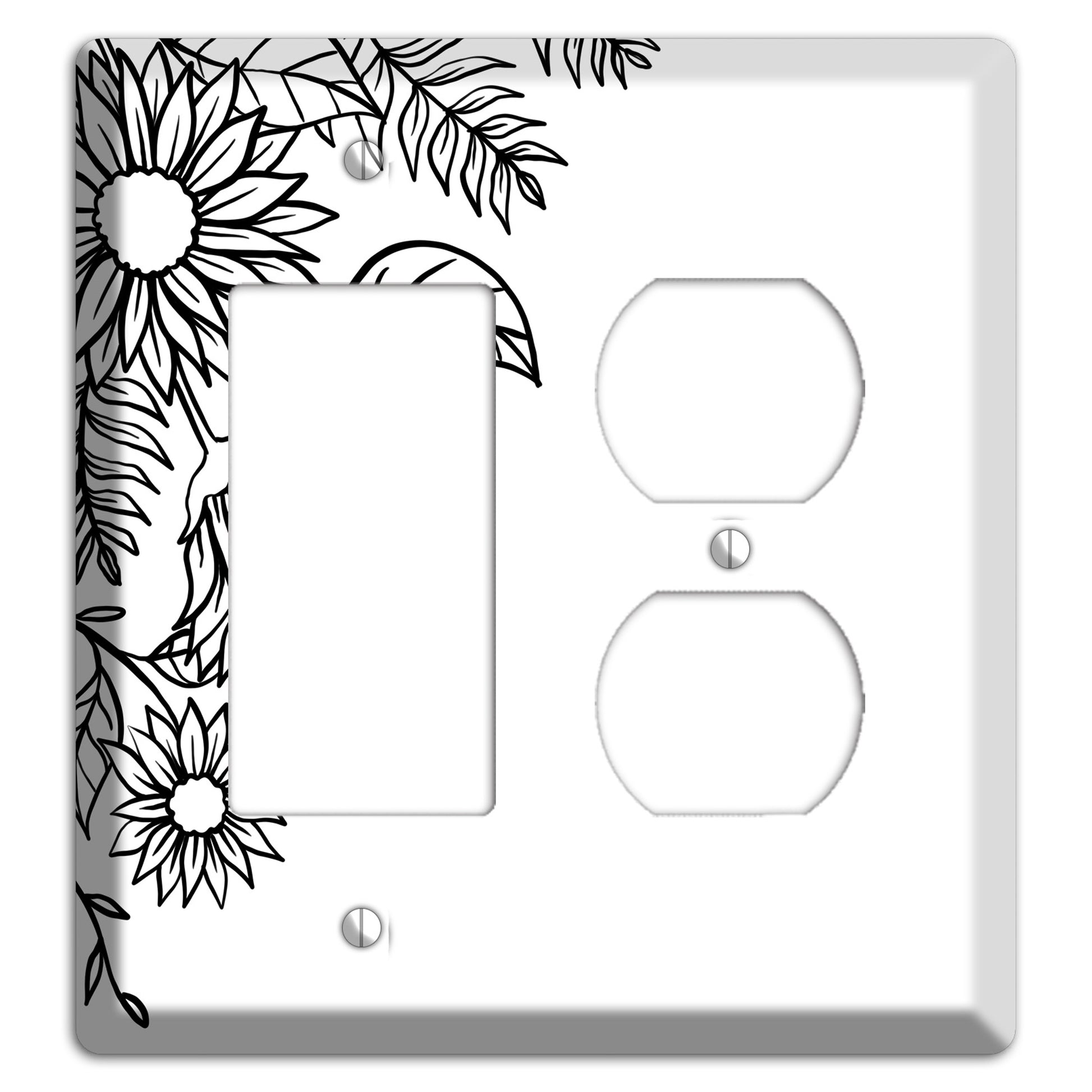 Hand-Drawn Floral 5 Rocker / Duplex Wallplate