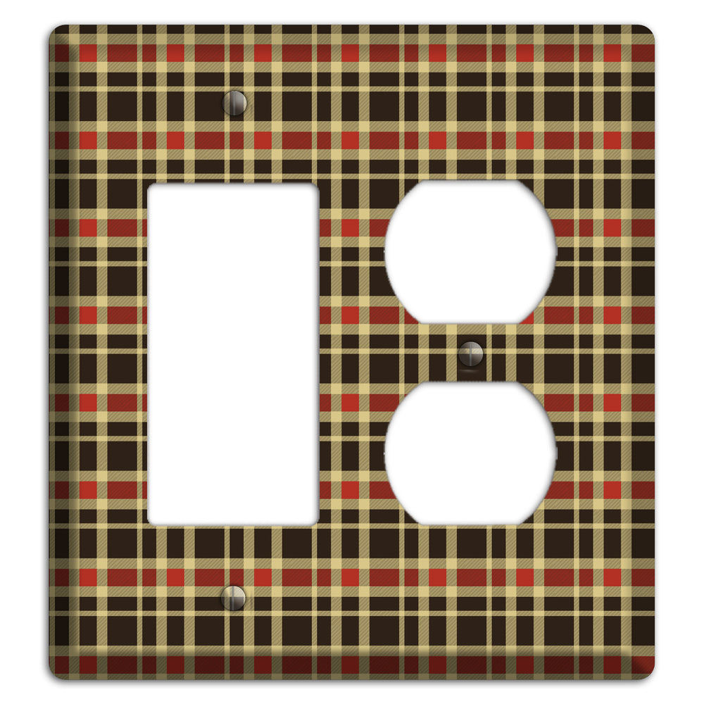 Maroon and Black Plaid Rocker / Duplex Wallplate