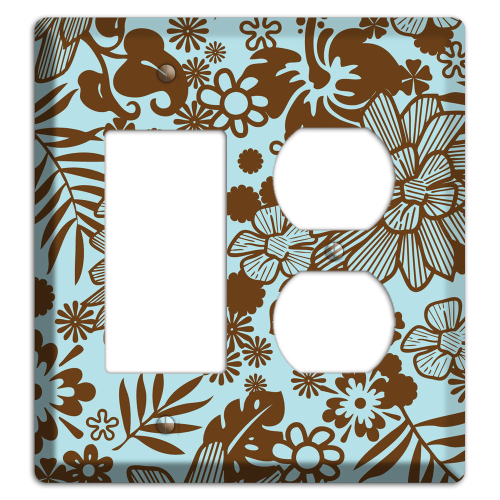 Blue and Brown Tropical Rocker / Duplex Wallplate