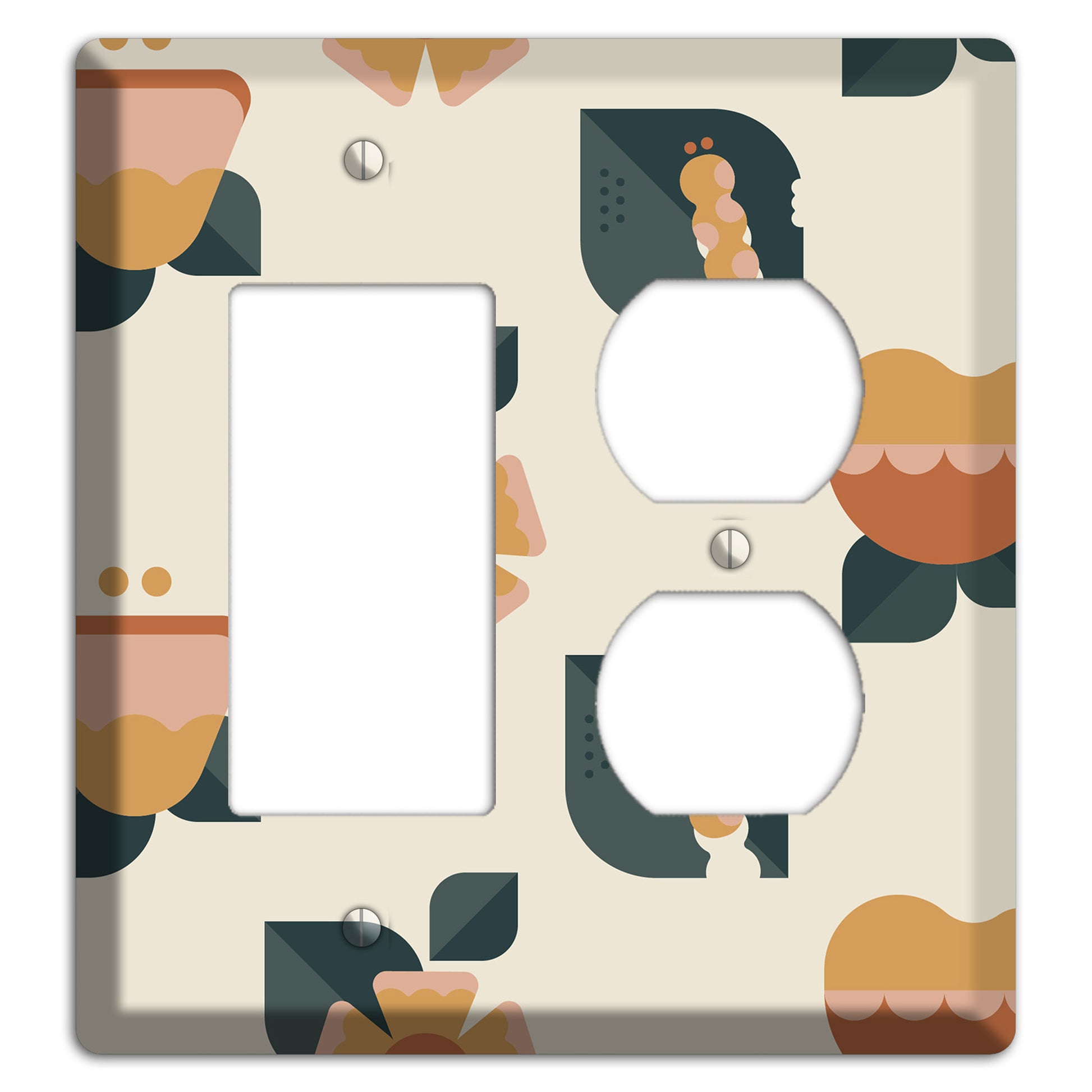 Retro Floral Caterpillar Rocker / Duplex Wallplate