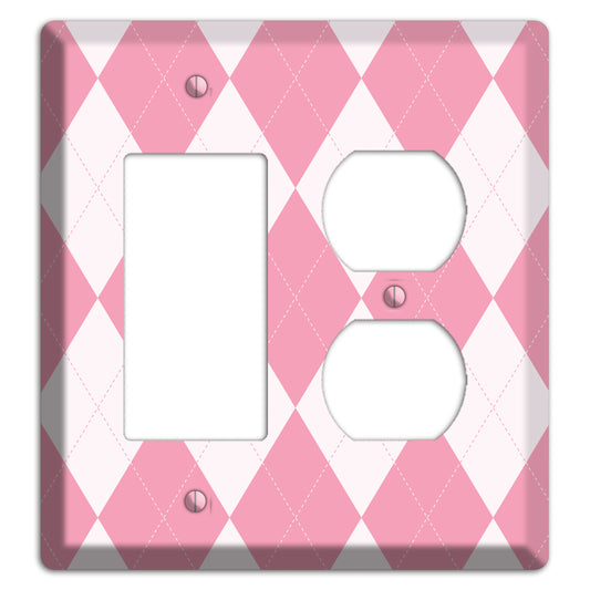 Pink Argyle Rocker / Duplex Wallplate