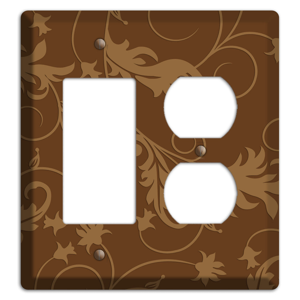 Brown Victorian Sprig Rocker / Duplex Wallplate