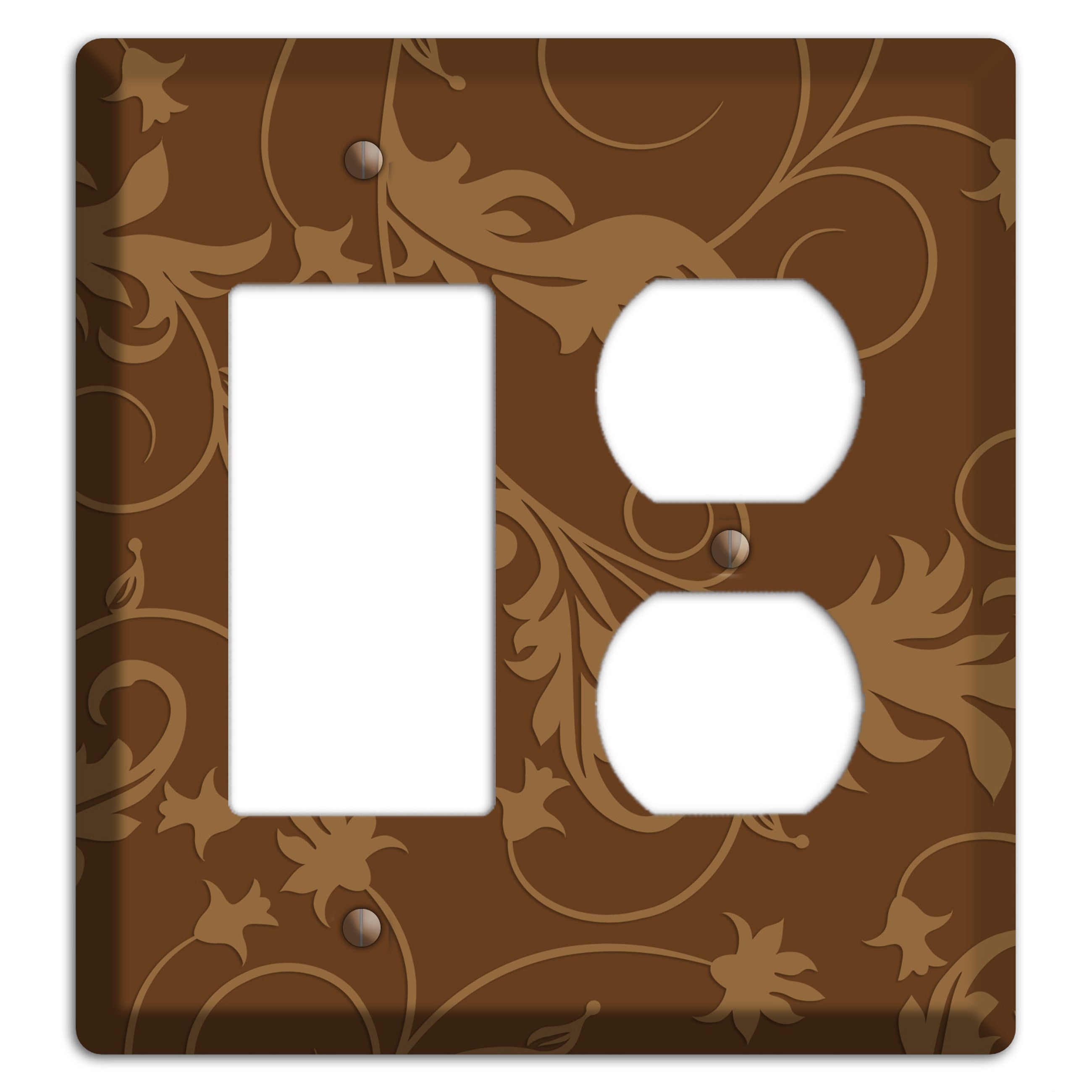 Brown Victorian Sprig Rocker / Duplex Wallplate