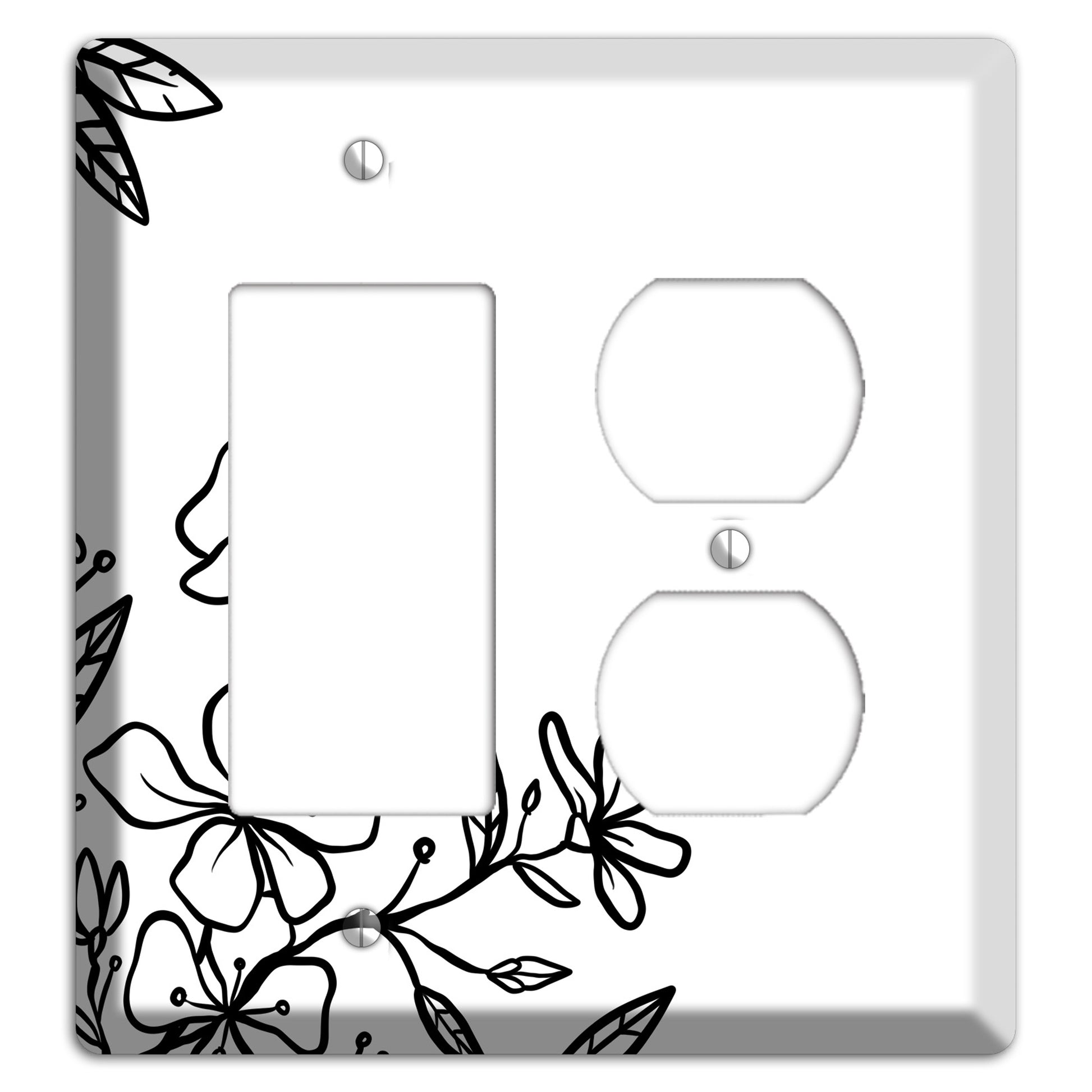 Hand-Drawn Floral 18 Rocker / Duplex Wallplate