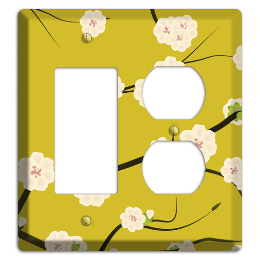 Yellow Chery Blossoms Rocker / Duplex Wallplate
