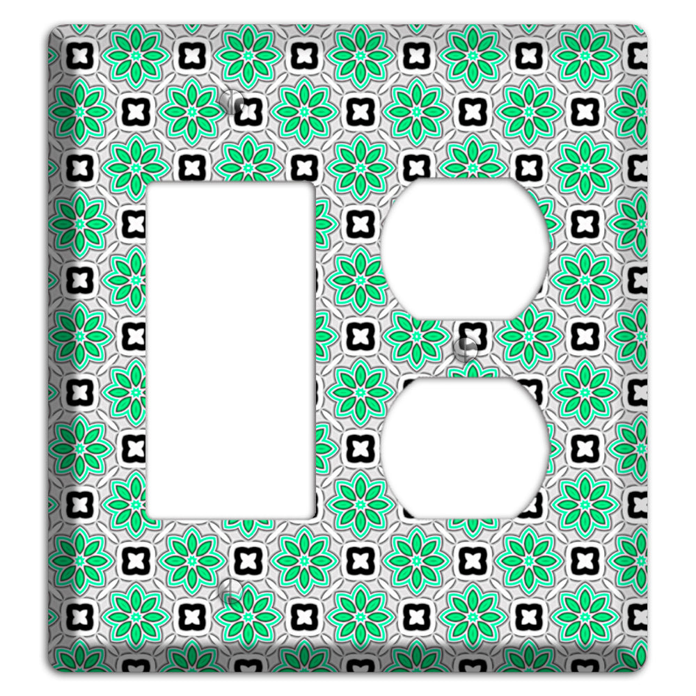 Green and Black Foulard Rocker / Duplex Wallplate
