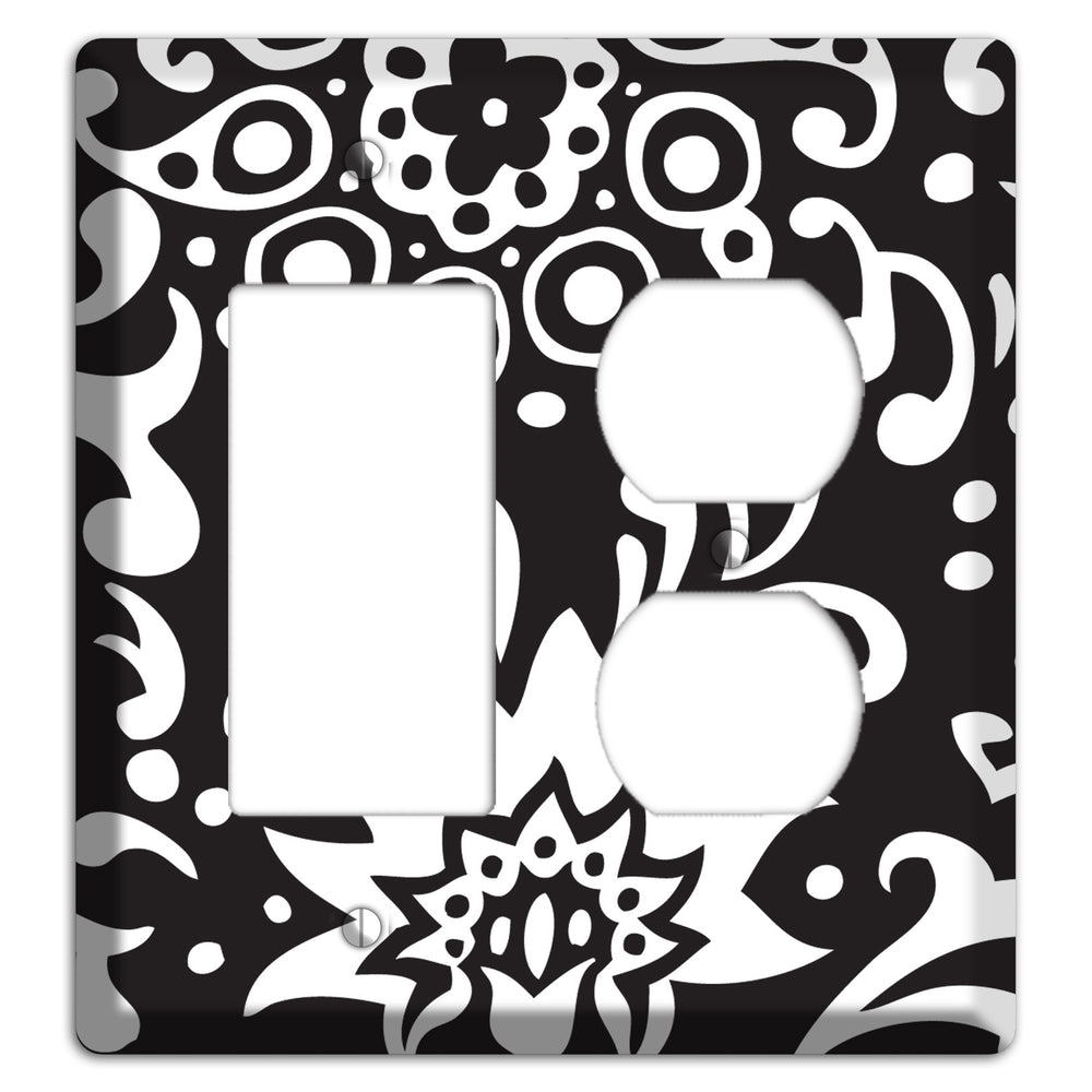 Black with White Boteh Rocker / Duplex Wallplate