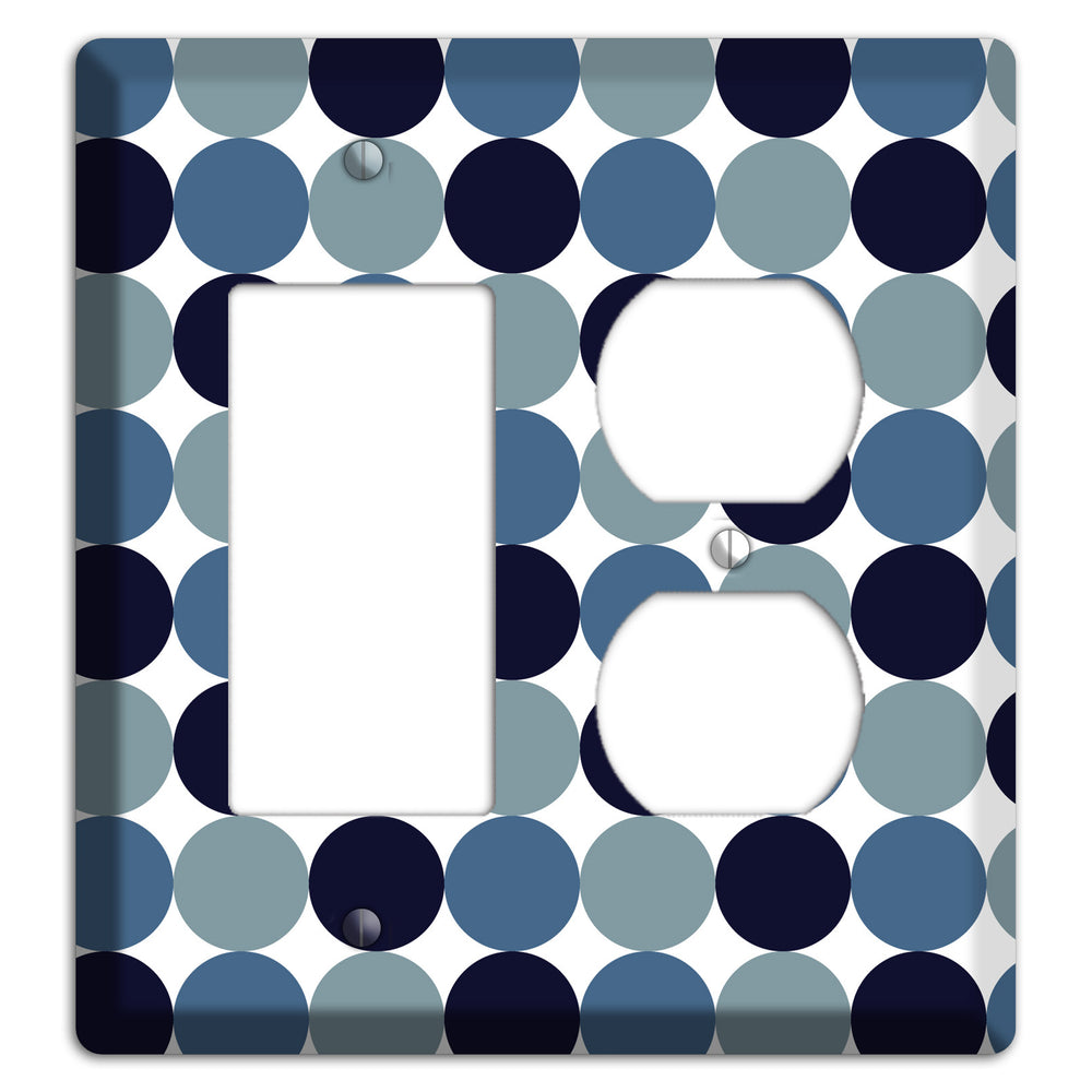 Multi Dusty Blue Tiled Dots Rocker / Duplex Wallplate