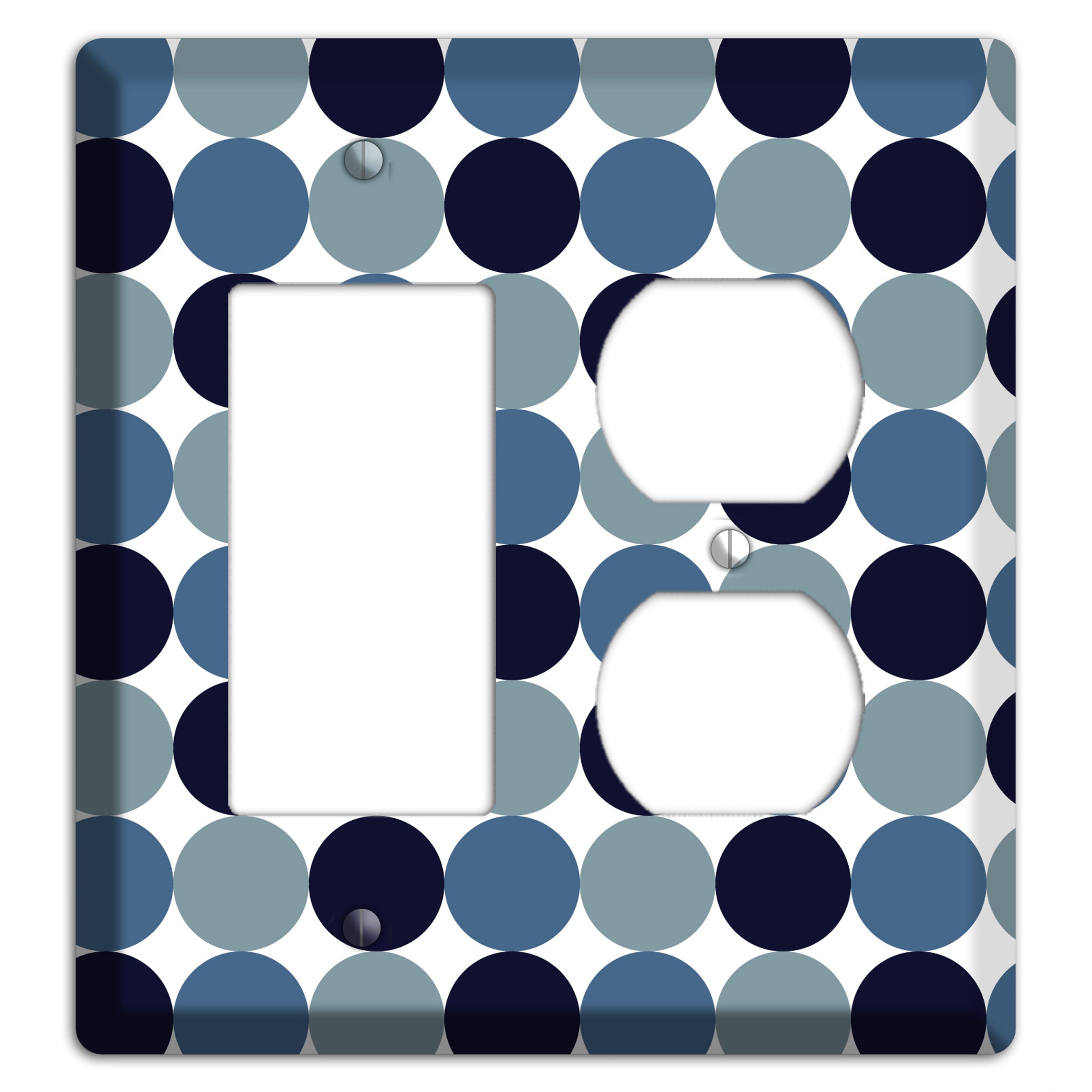 Multi Dusty Blue Tiled Dots Rocker / Duplex Wallplate