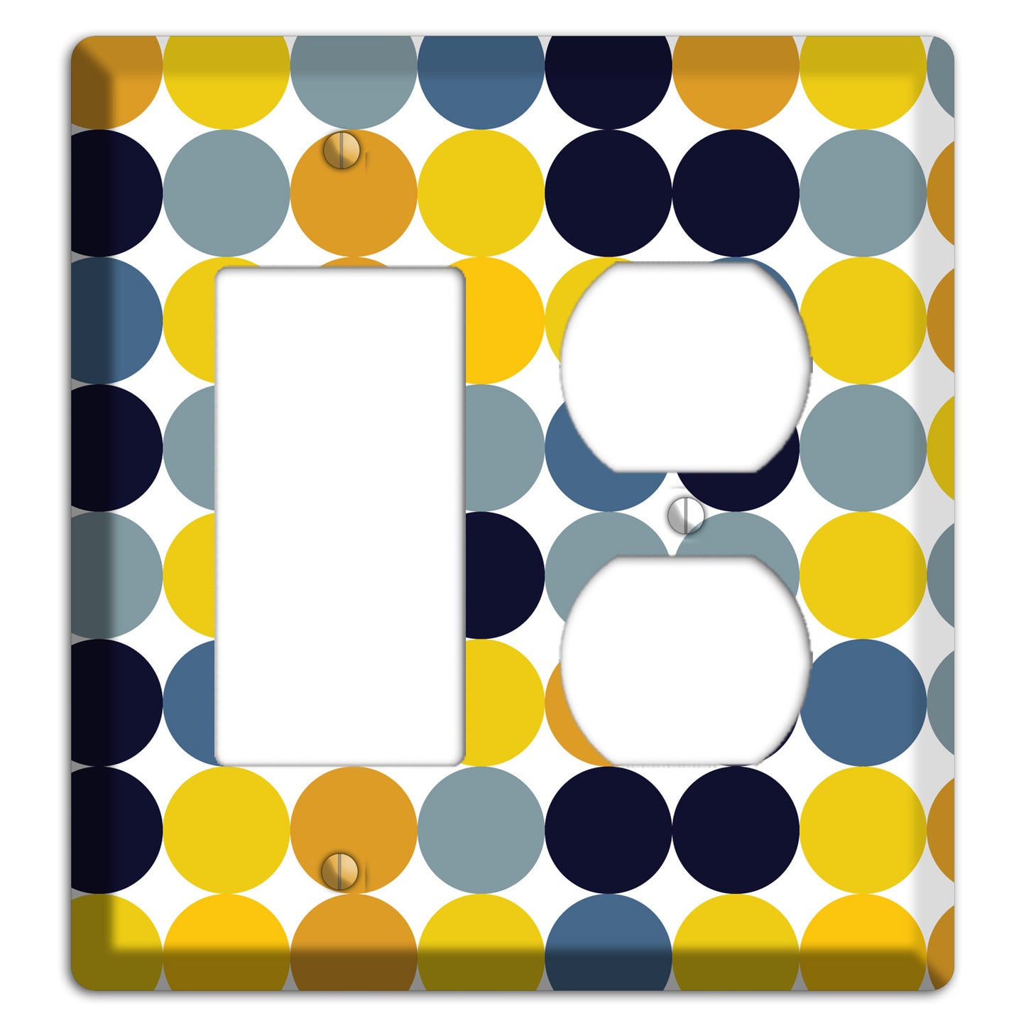 Multi Yellow and Blue Dots Rocker / Duplex Wallplate