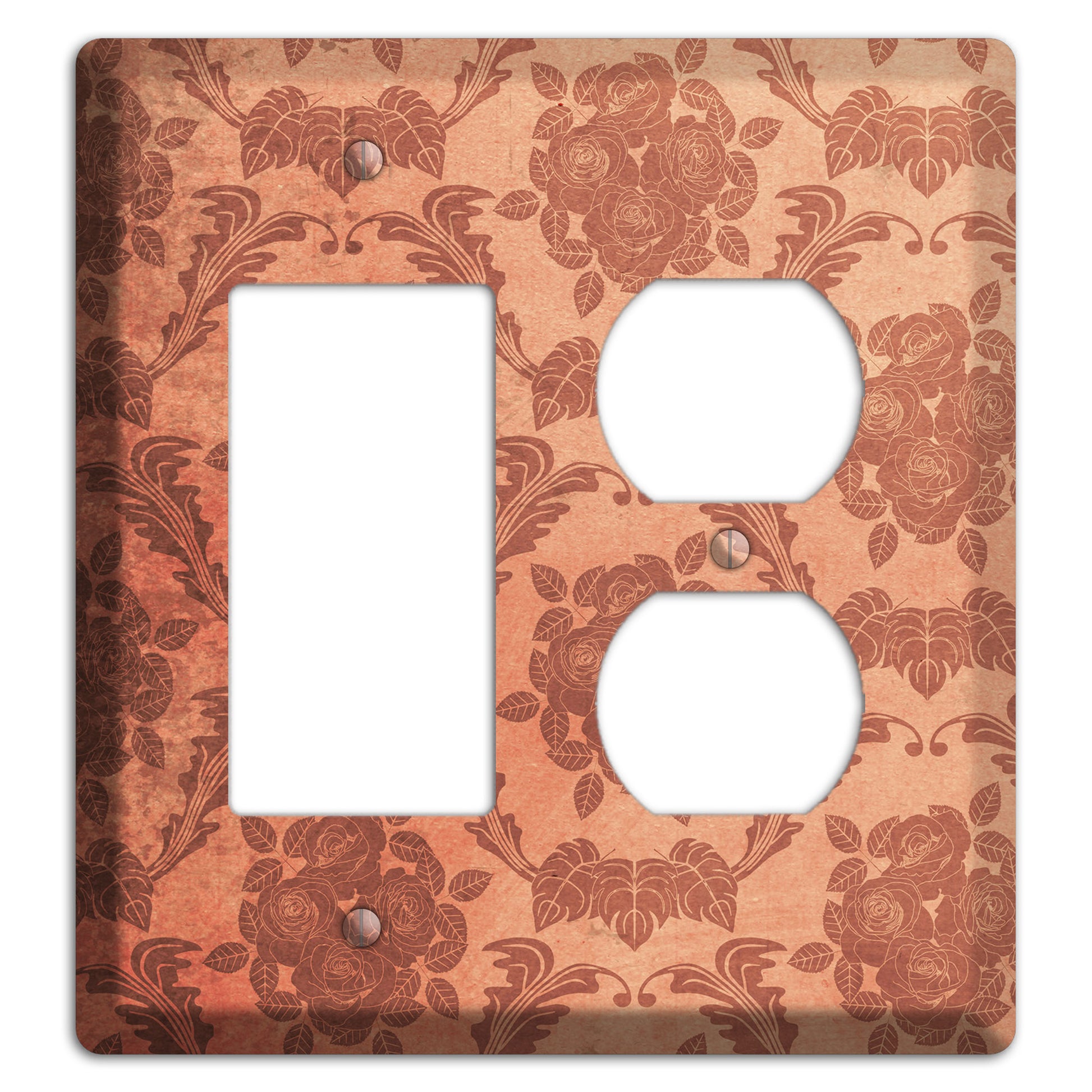 Contessa Vintage Rose Damask Rocker / Duplex Wallplate
