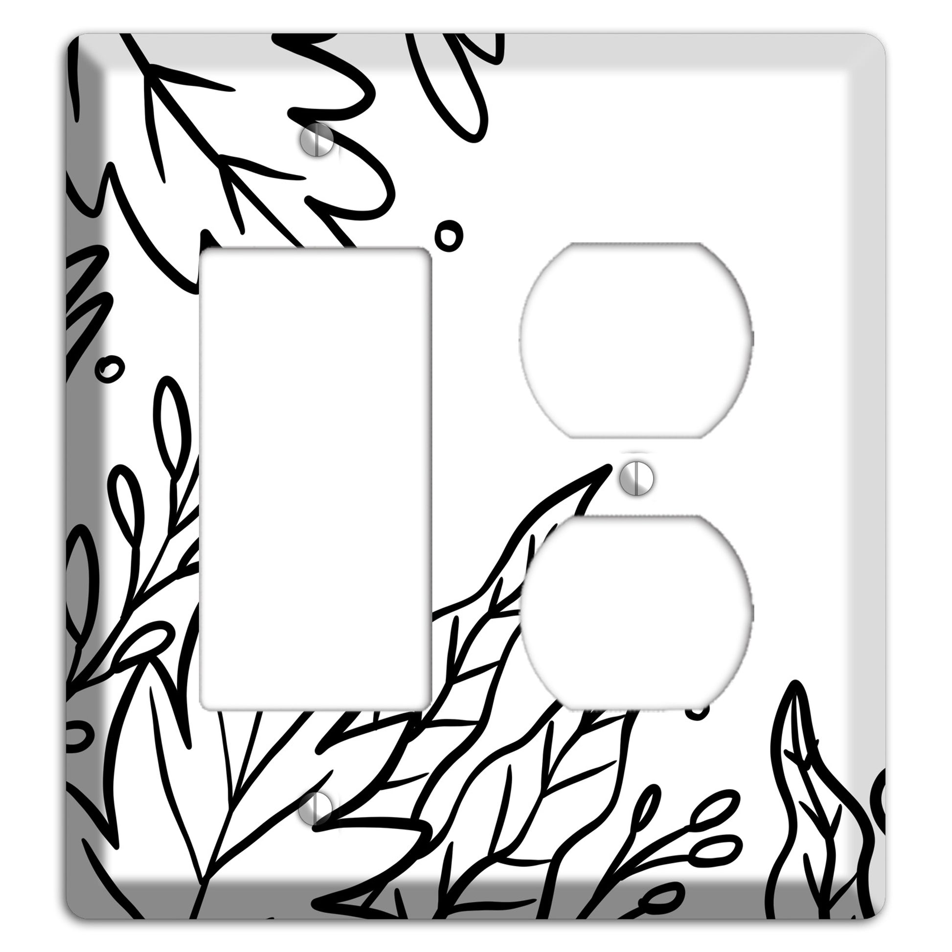 Hand-Drawn Floral 12 Rocker / Duplex Wallplate