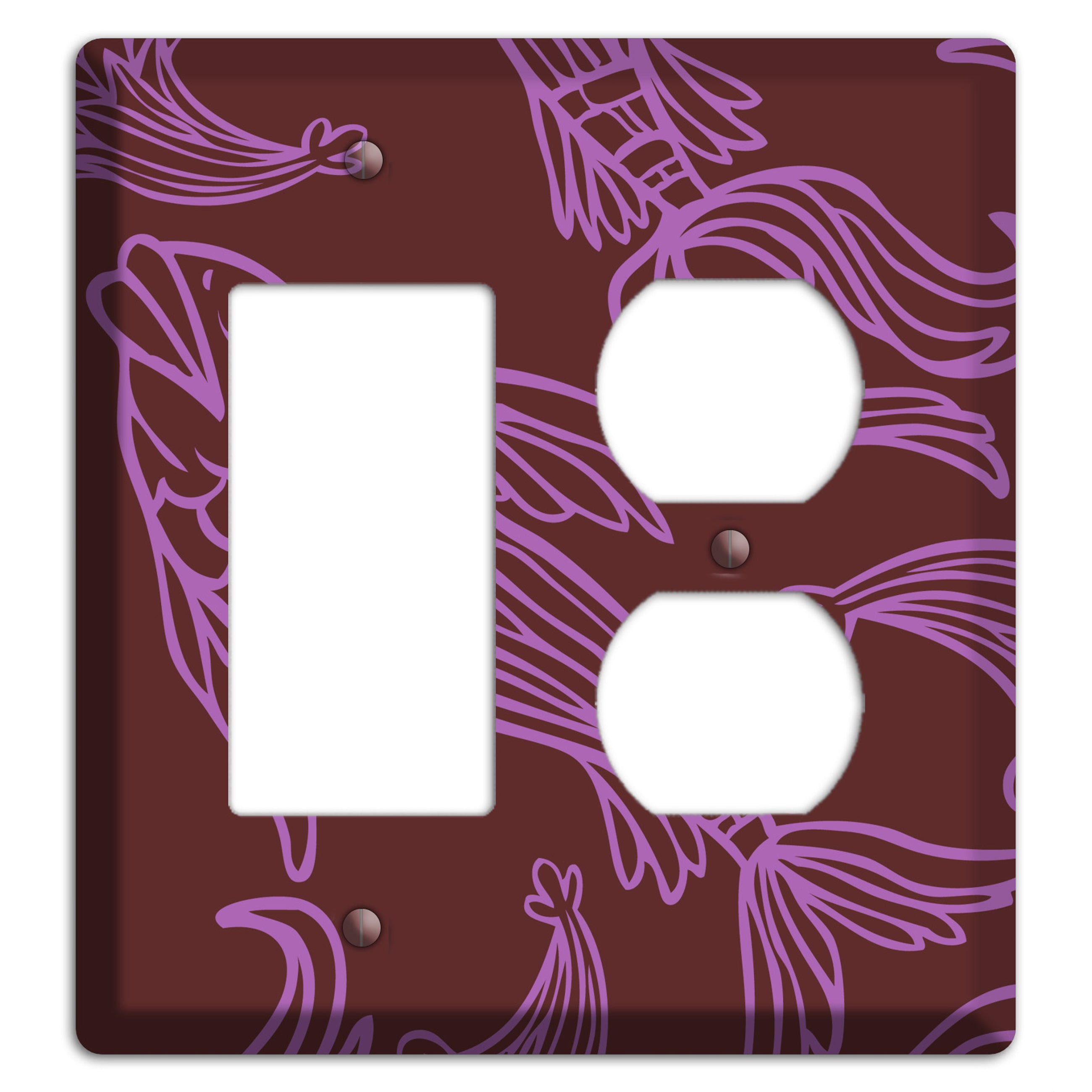 Purple and Pink Koi Rocker / Duplex Wallplate