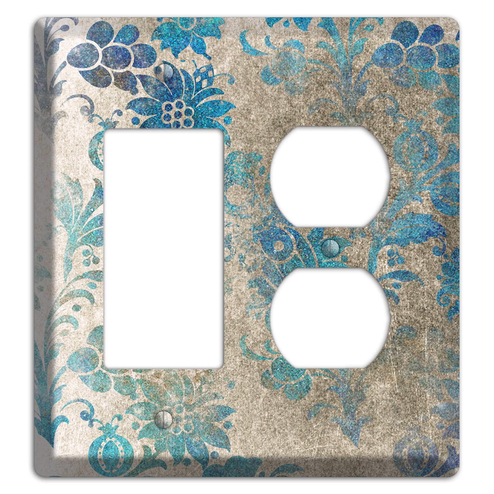 Mantle Whimsical Damask Rocker / Duplex Wallplate