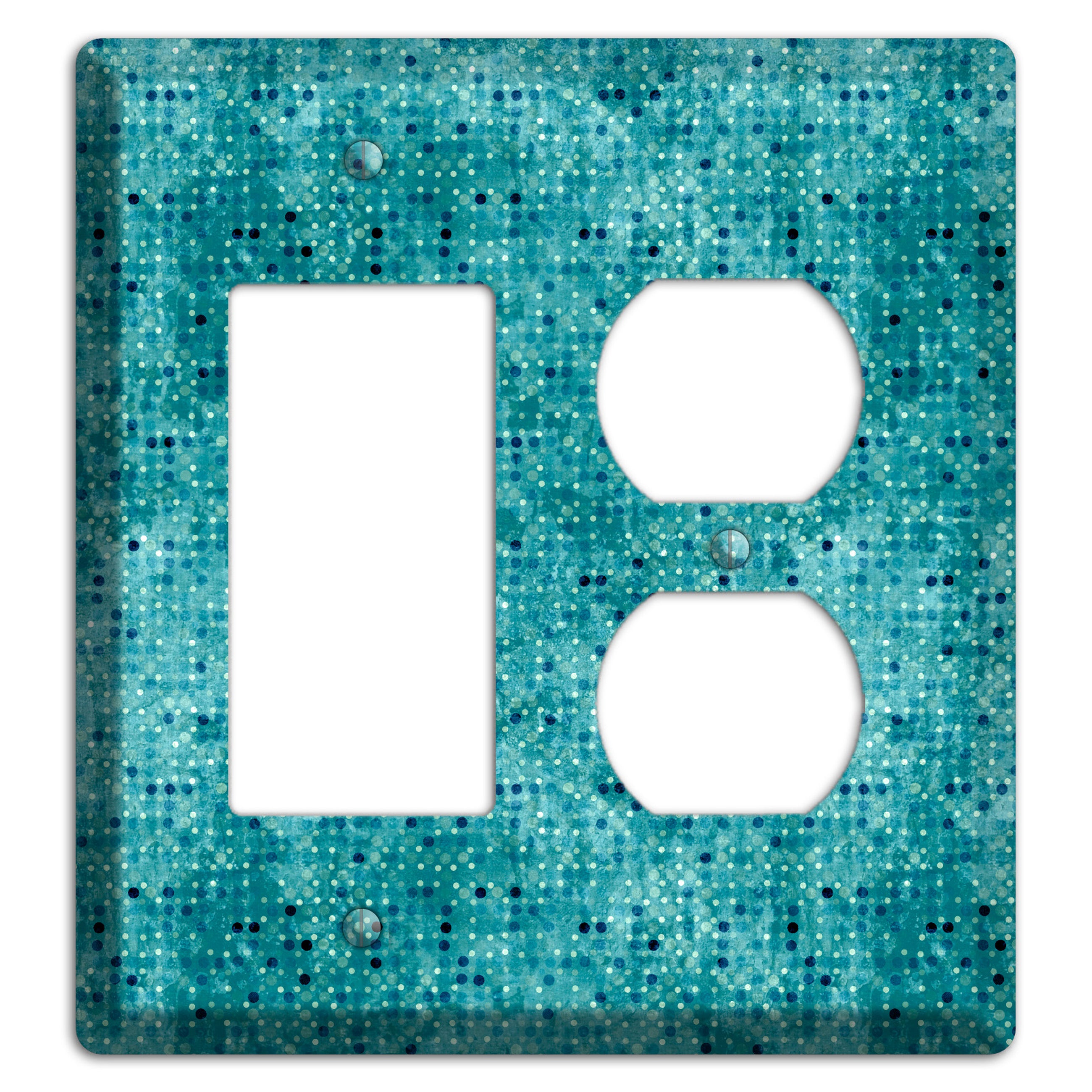 Turquoise Grunge Small Tile Rocker / Duplex Wallplate