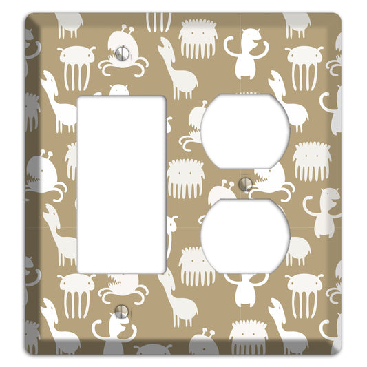 Sily Monsters Brown and White Rocker / Duplex Wallplate