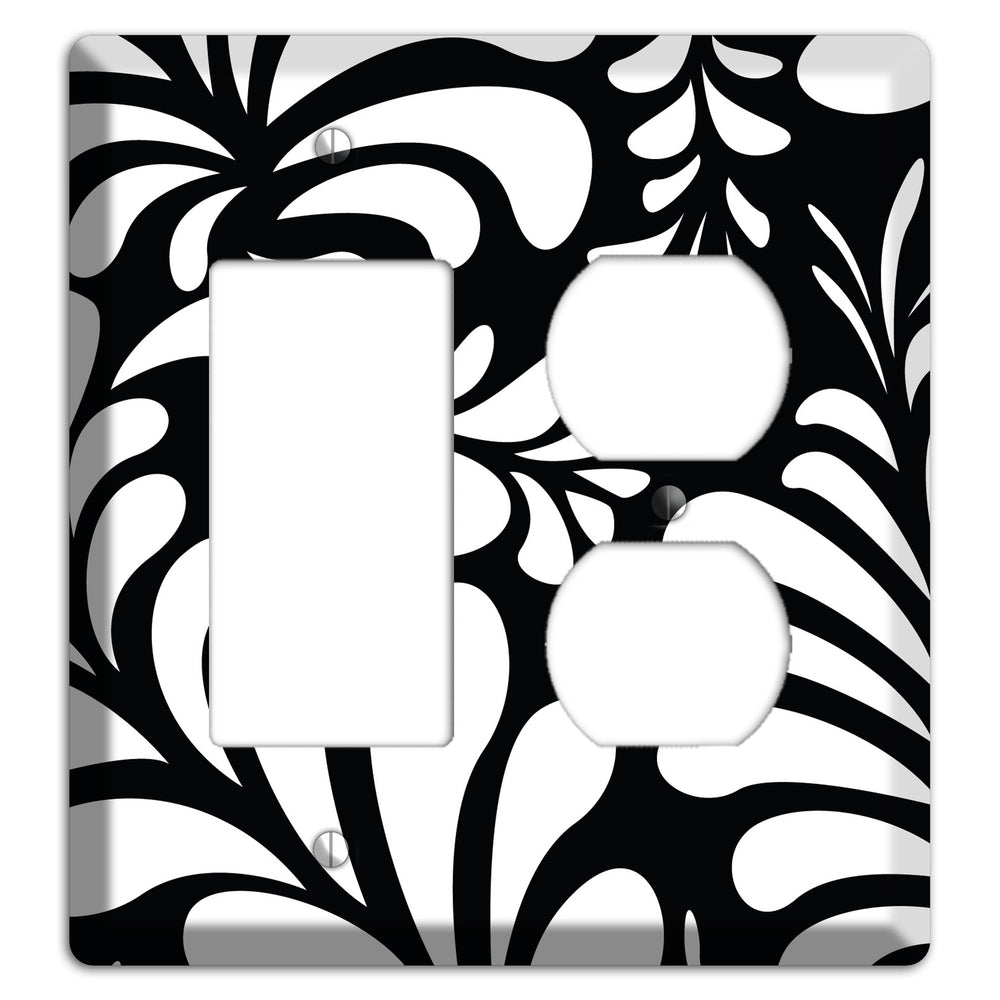 Black with White Herati Rocker / Duplex Wallplate