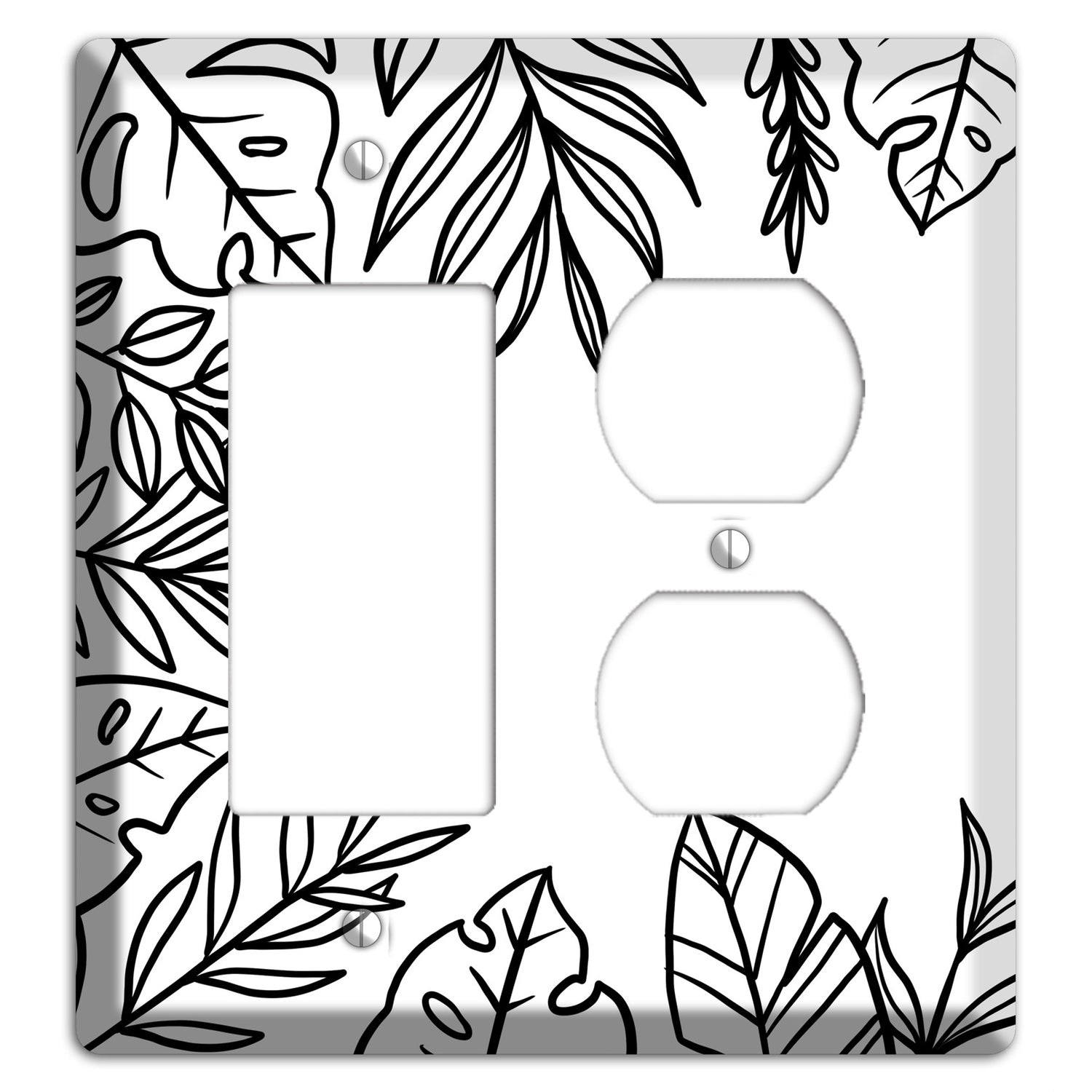 Hand-Drawn Leaves 4 Rocker / Duplex Wallplate