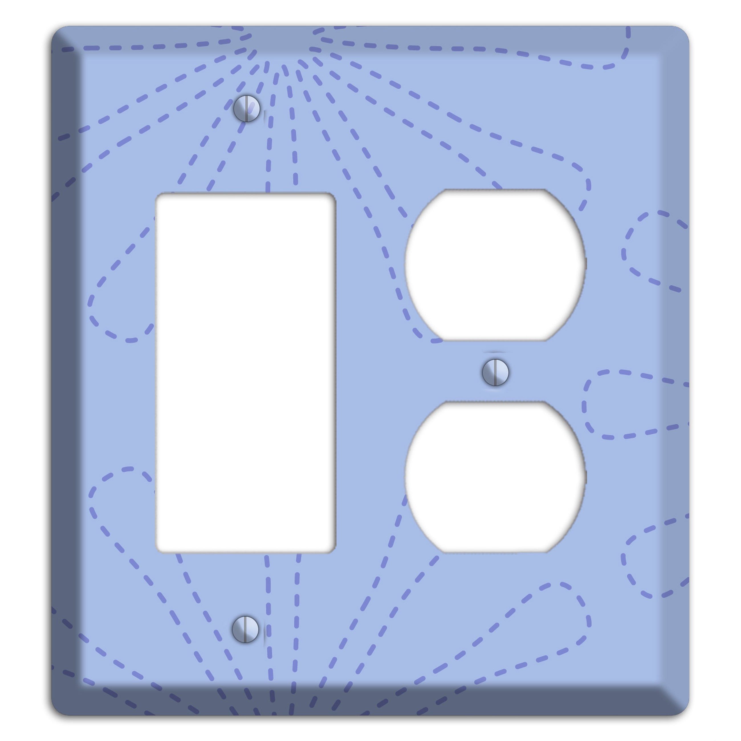 Periwinkle Retro Stipple Floral Contour Rocker / Duplex Wallplate