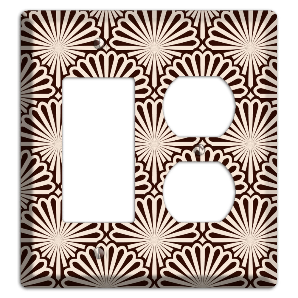 Black and White Deco Scallop Fans Rocker / Duplex Wallplate