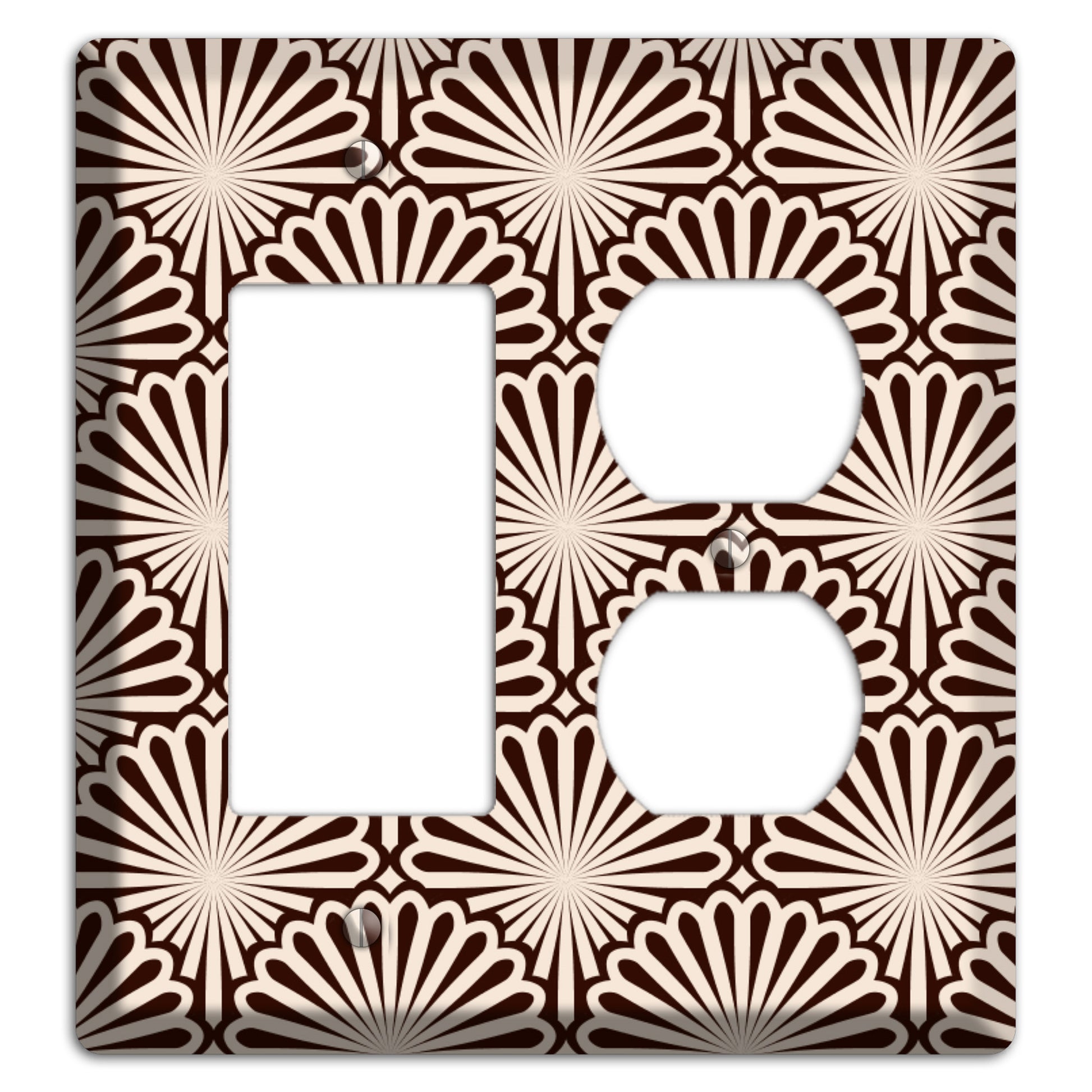 Black and White Deco Scallop Fans Rocker / Duplex Wallplate