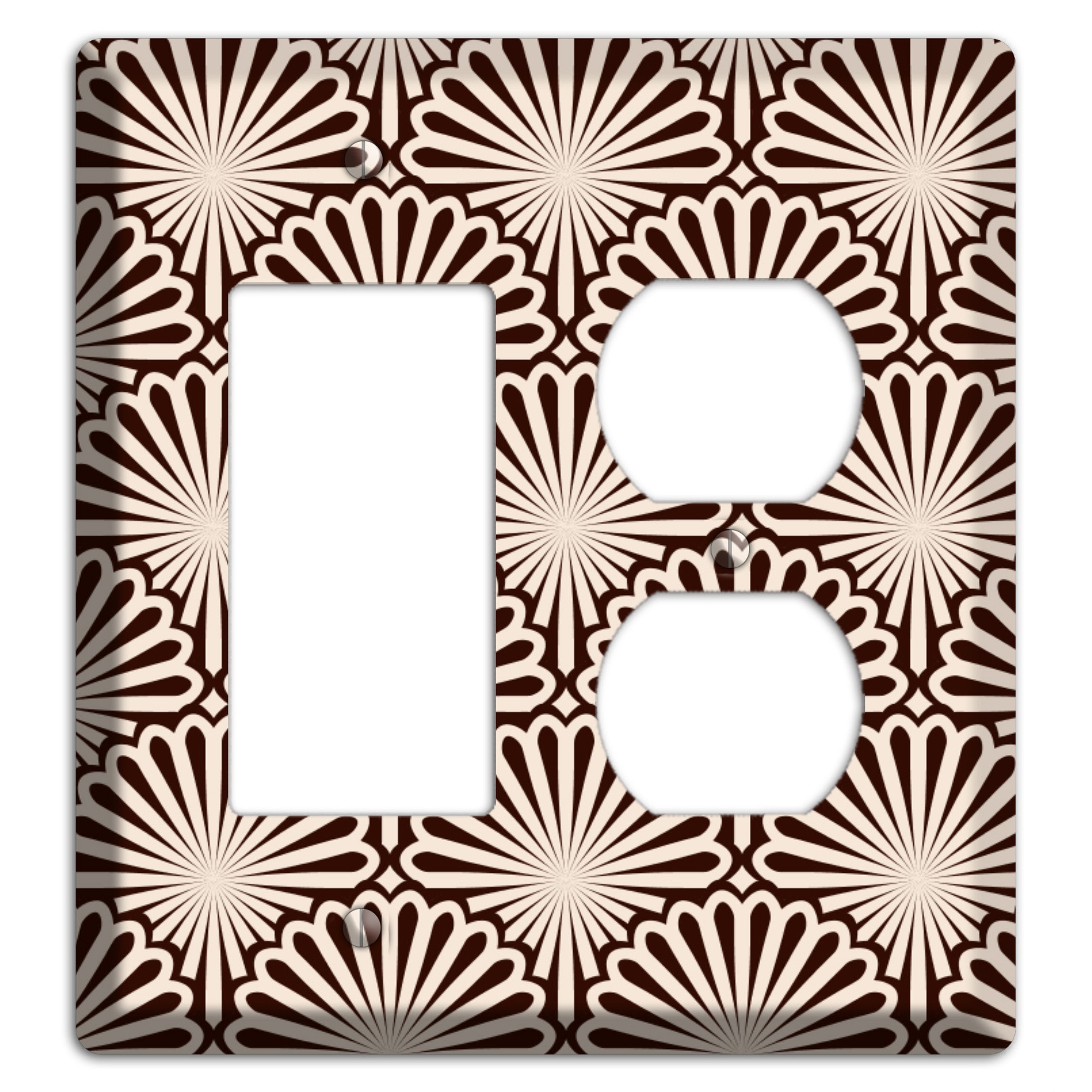 Black and White Deco Scallop Fans Rocker / Duplex Wallplate