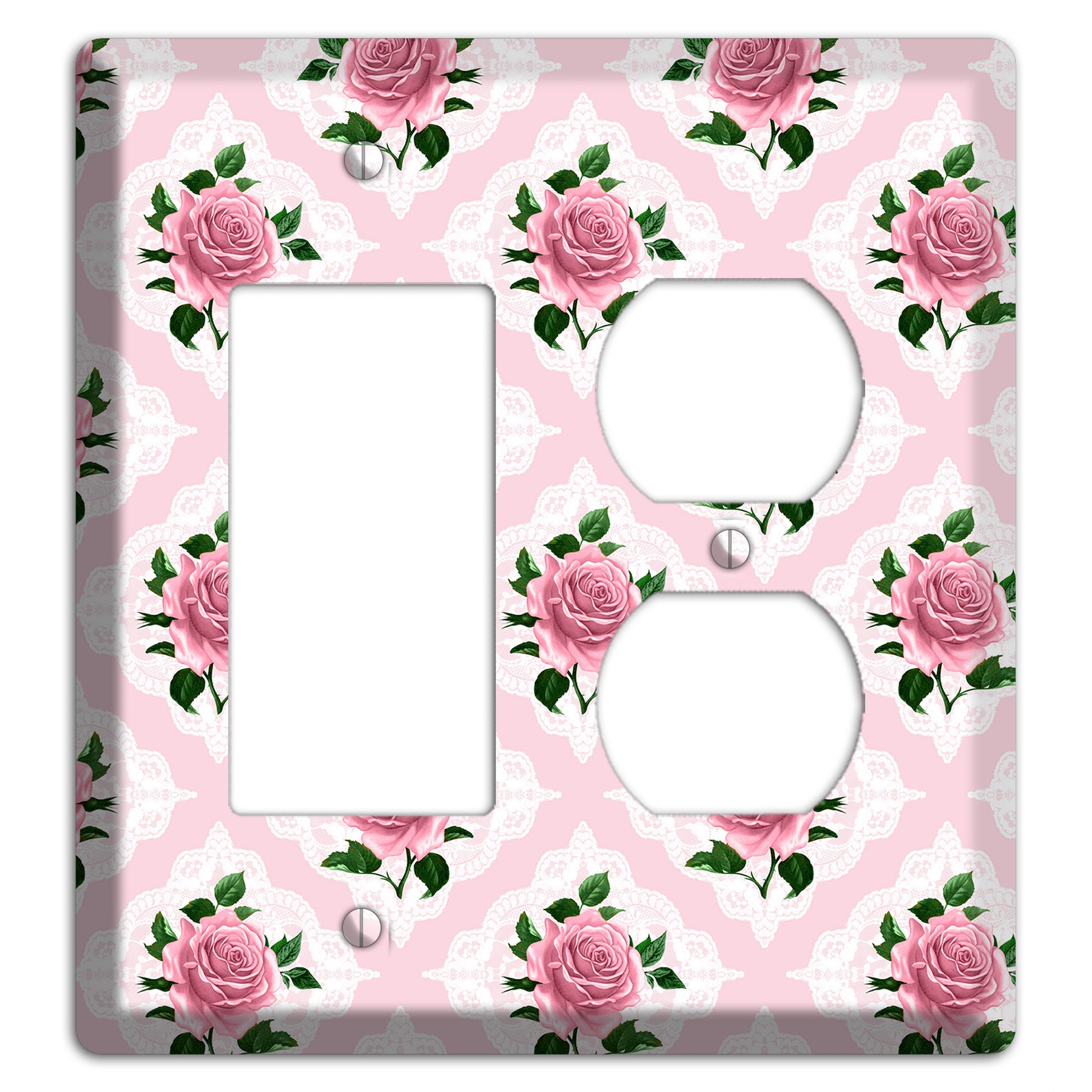 Pink Rose Doily Rocker / Duplex Wallplate