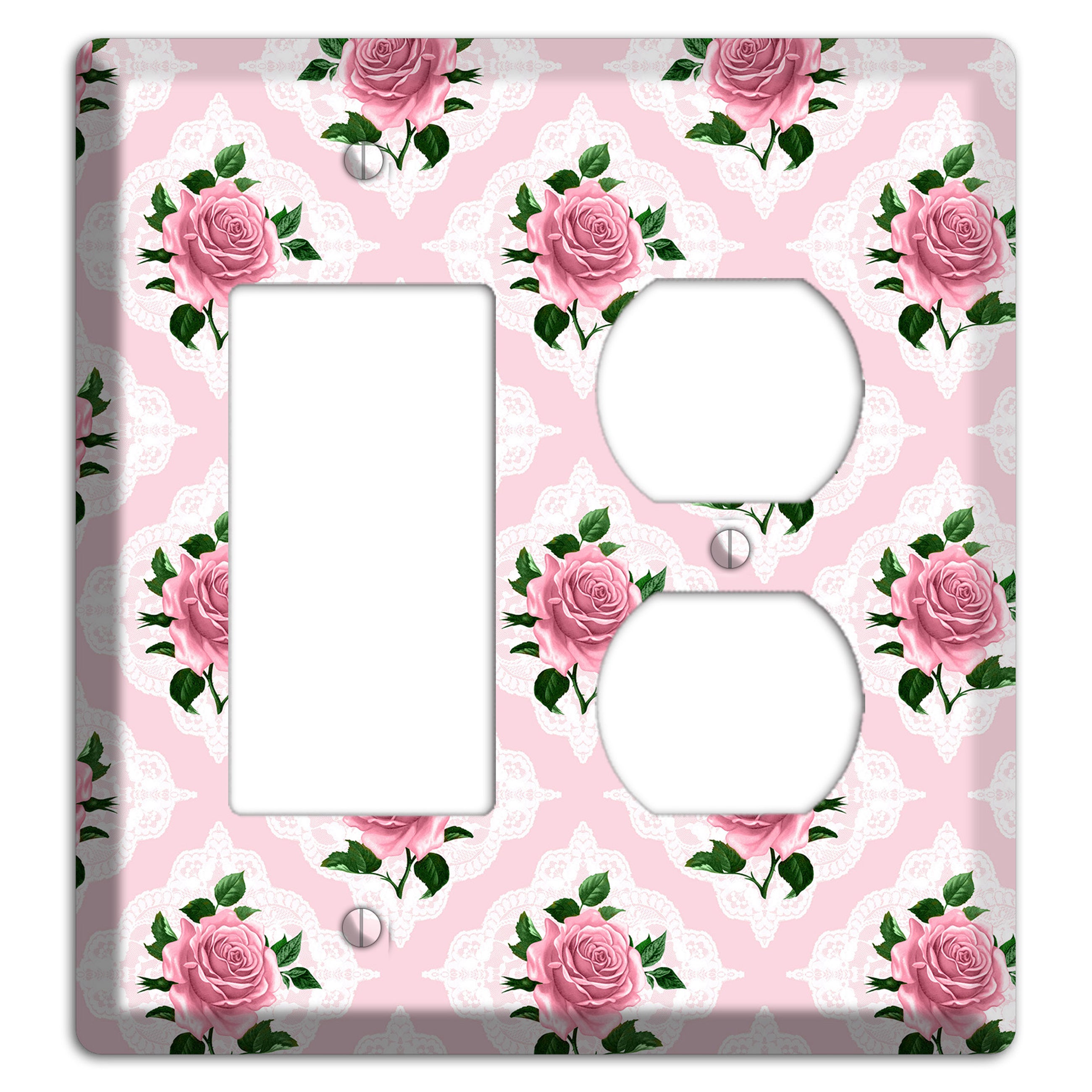 Pink Rose Doily Rocker / Duplex Wallplate