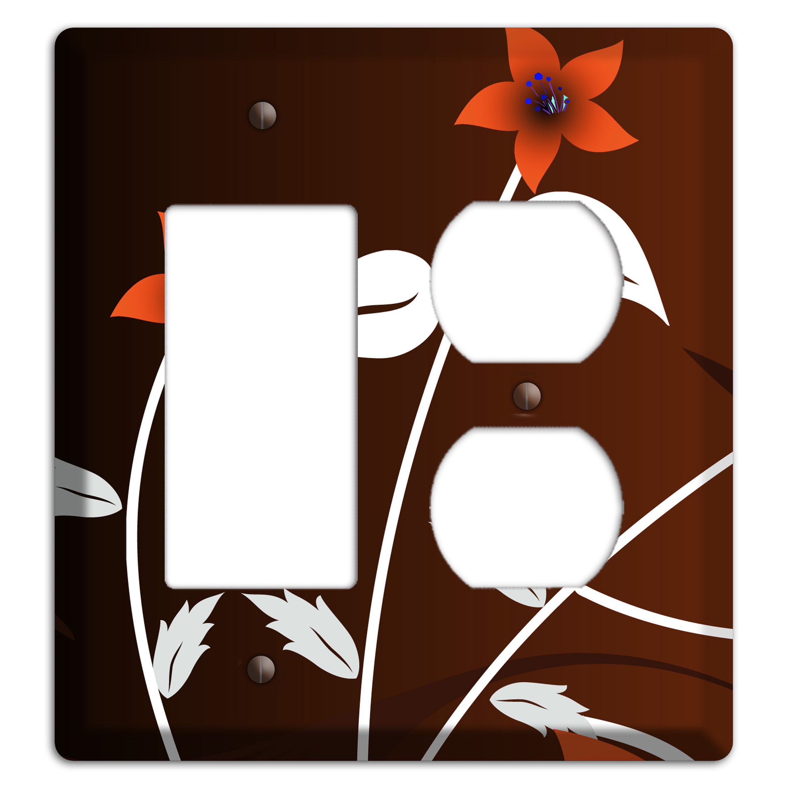Black and Red Double Sprig Rocker / Duplex Wallplate