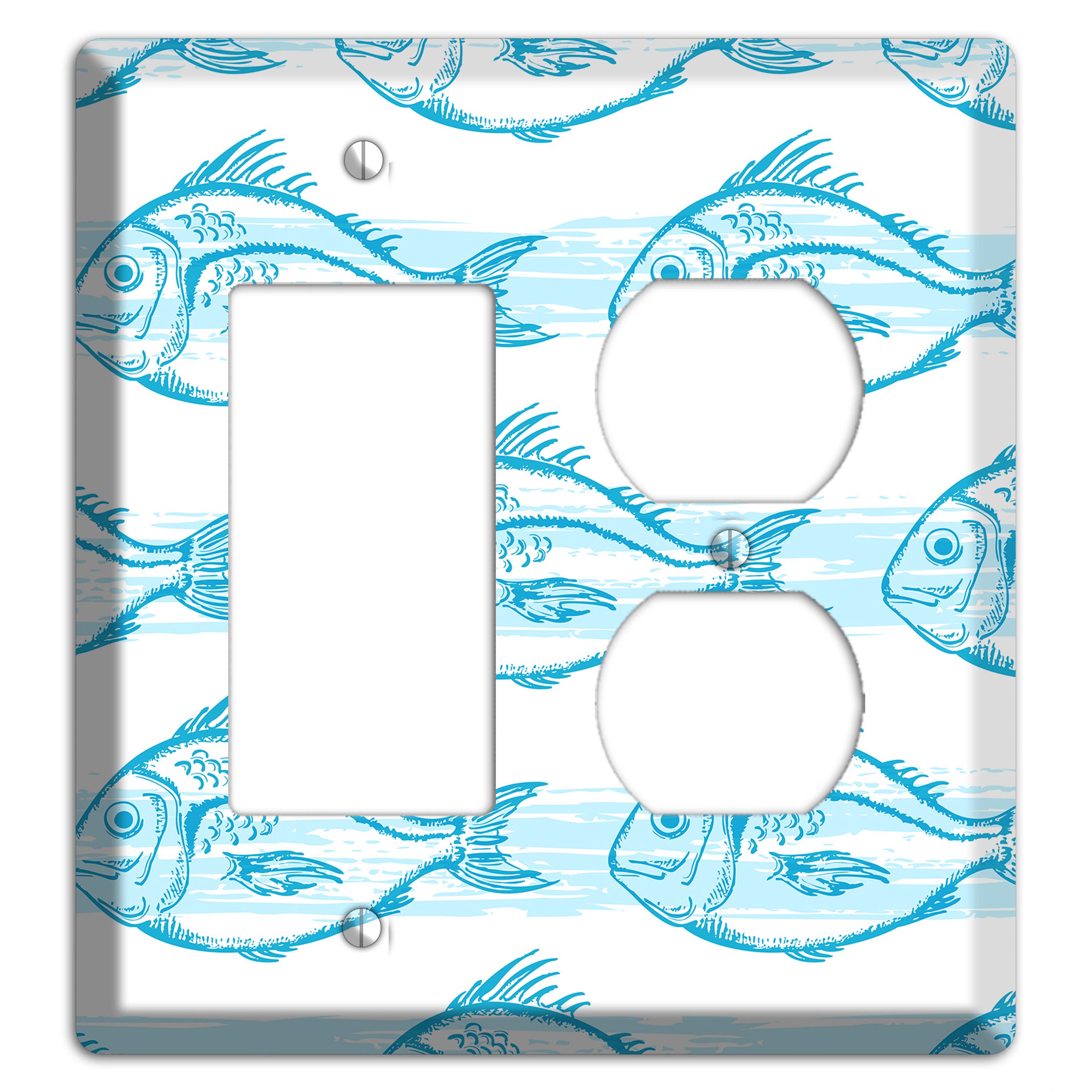 Blue Fish Rocker / Duplex Wallplate