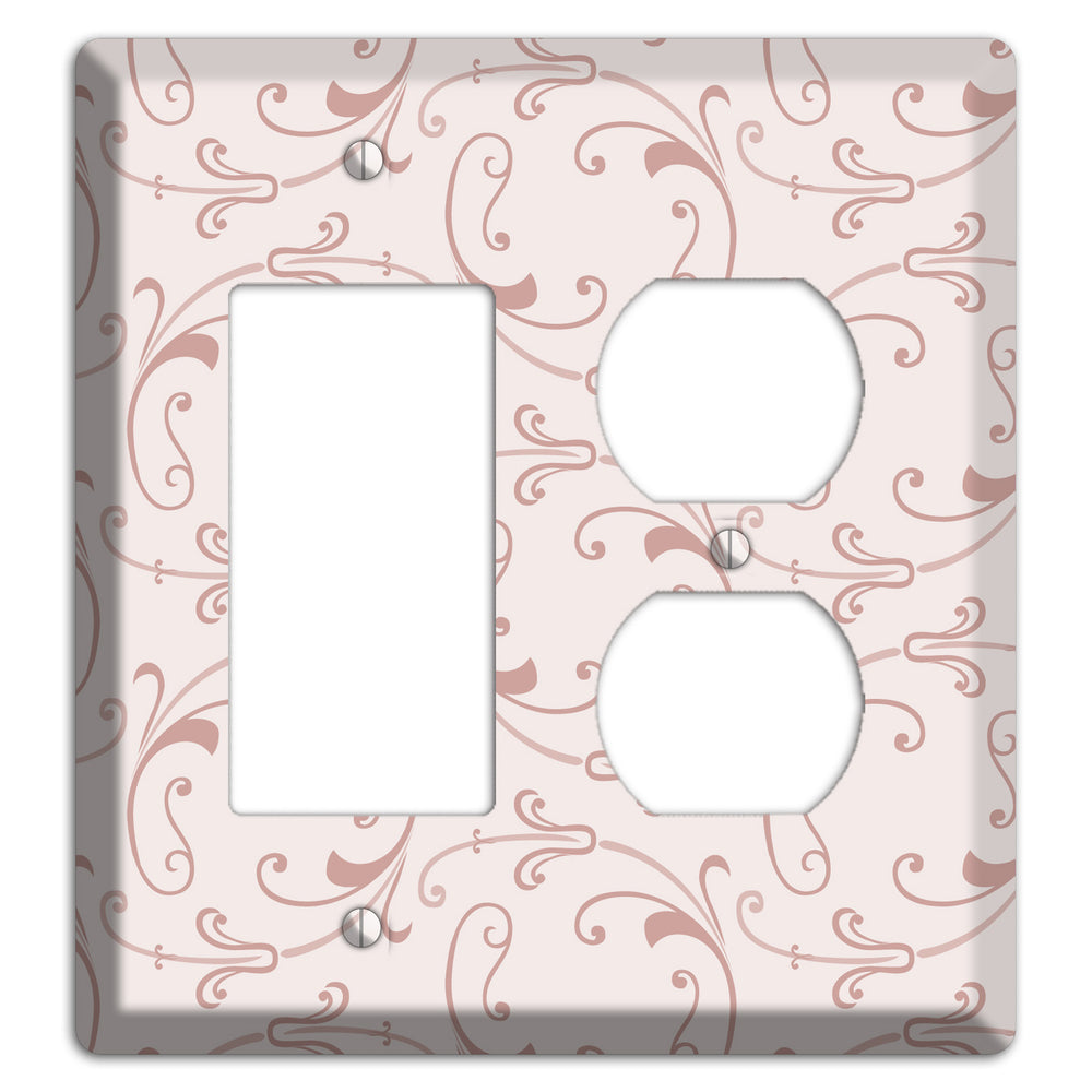 Dusty Rose Victorian Sprig Rocker / Duplex Wallplate