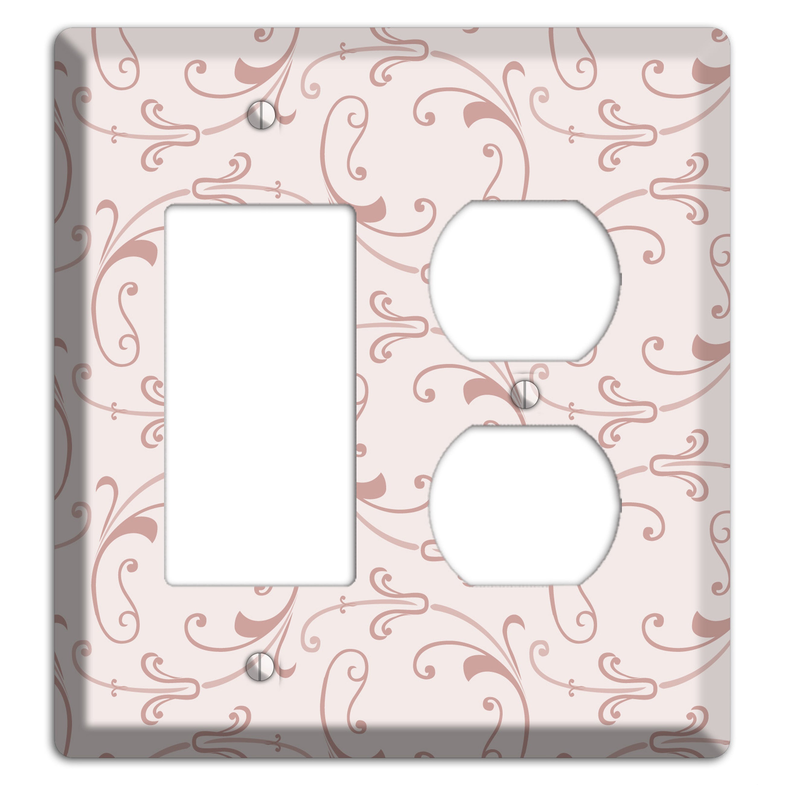 Dusty Rose Victorian Sprig Rocker / Duplex Wallplate