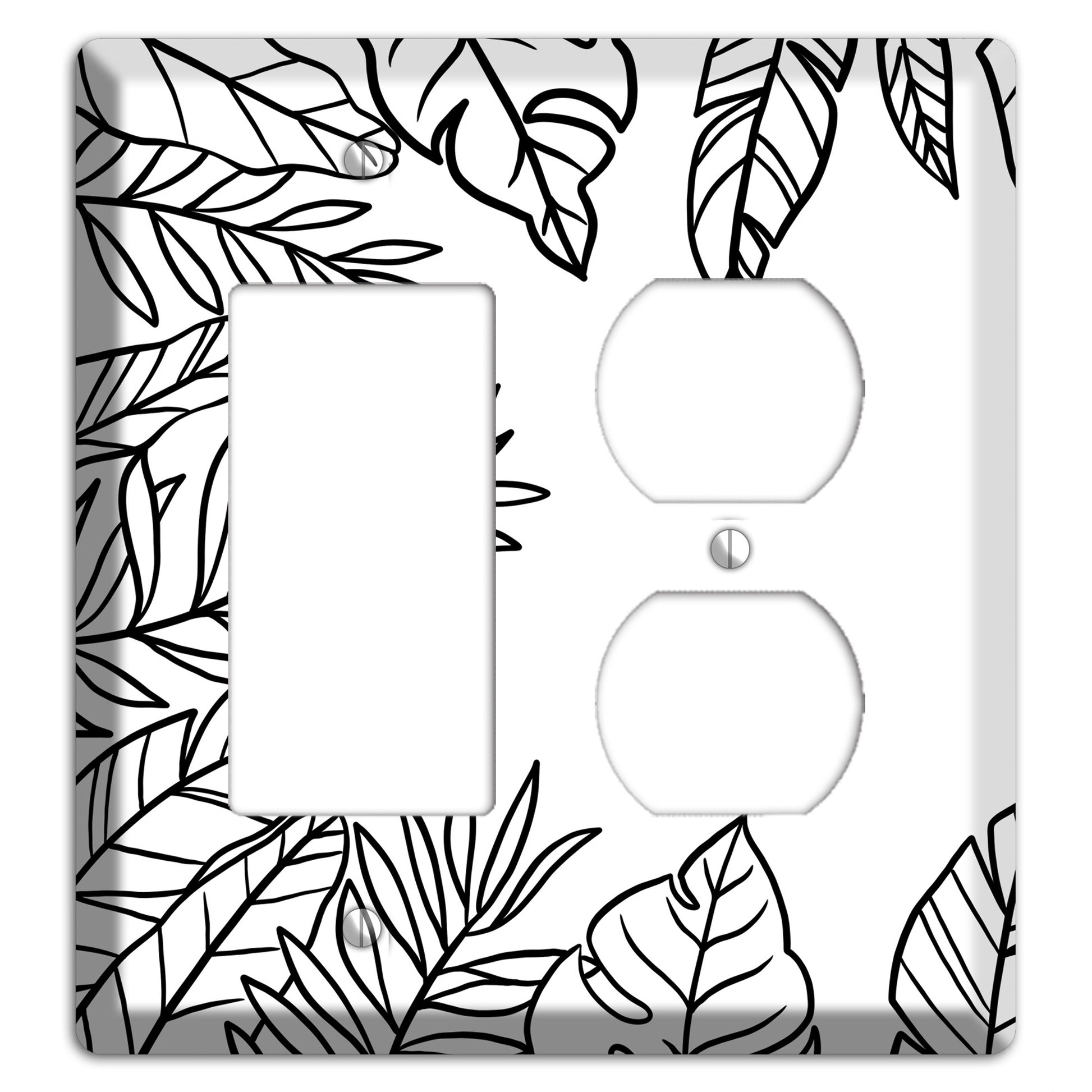 Hand-Drawn Leaves 5 Rocker / Duplex Wallplate