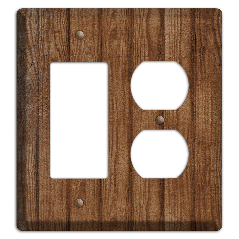Old Copper Weathered Wood Rocker / Duplex Wallplate