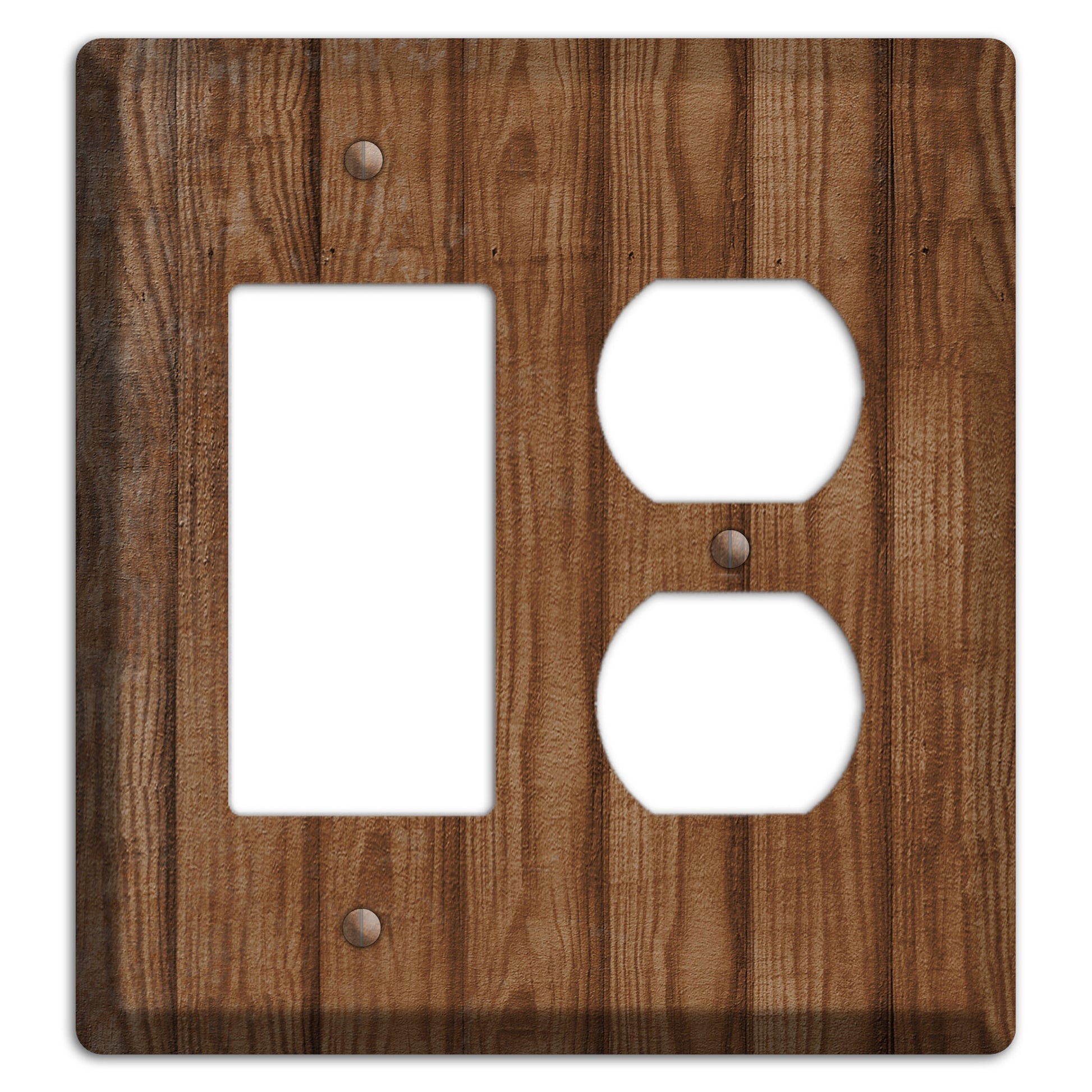 Old Copper Weathered Wood Rocker / Duplex Wallplate