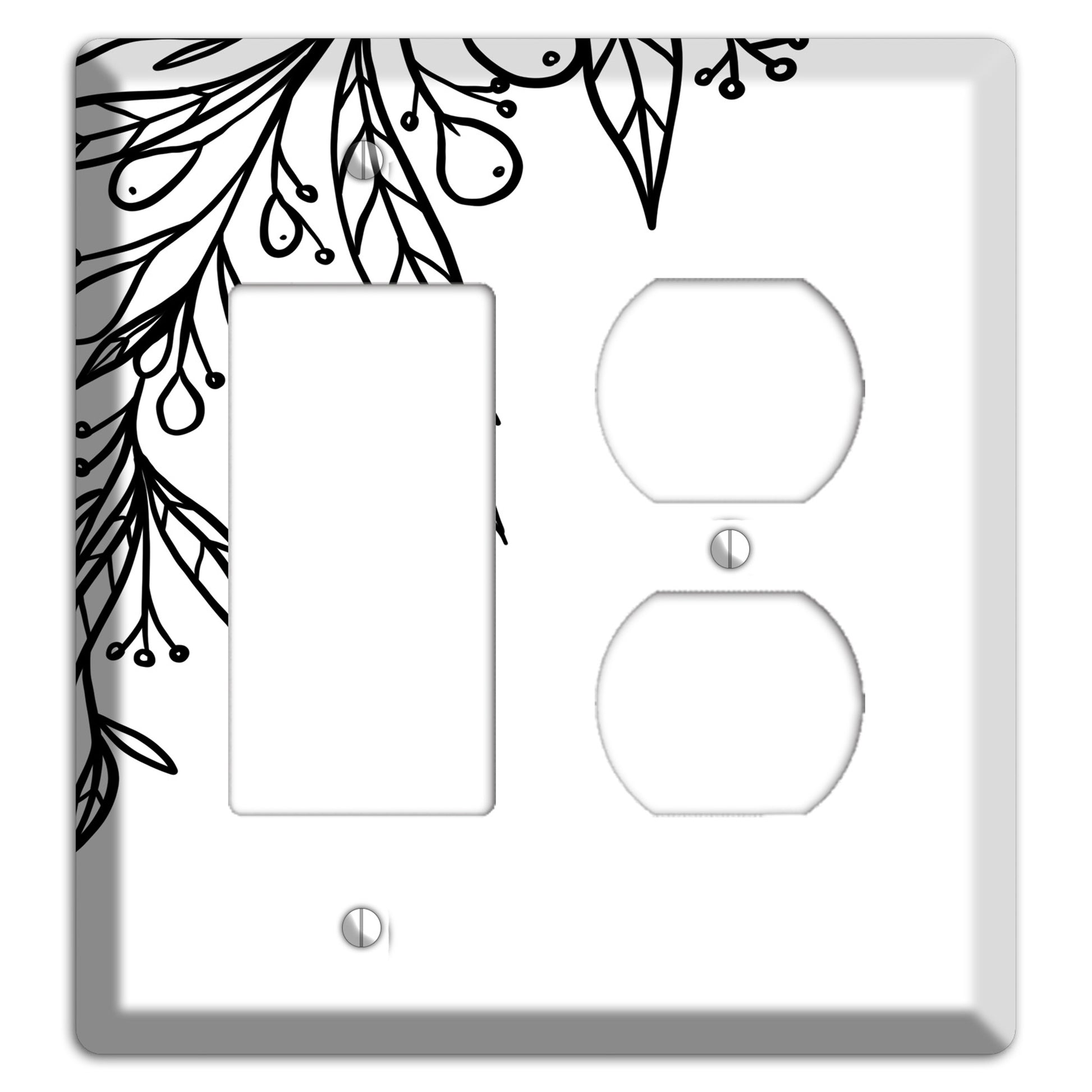 Hand-Drawn Floral 23 Rocker / Duplex Wallplate